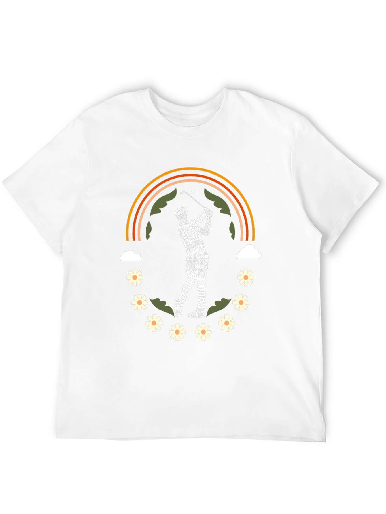 Golf Word Art Rainbow Graphic Tee