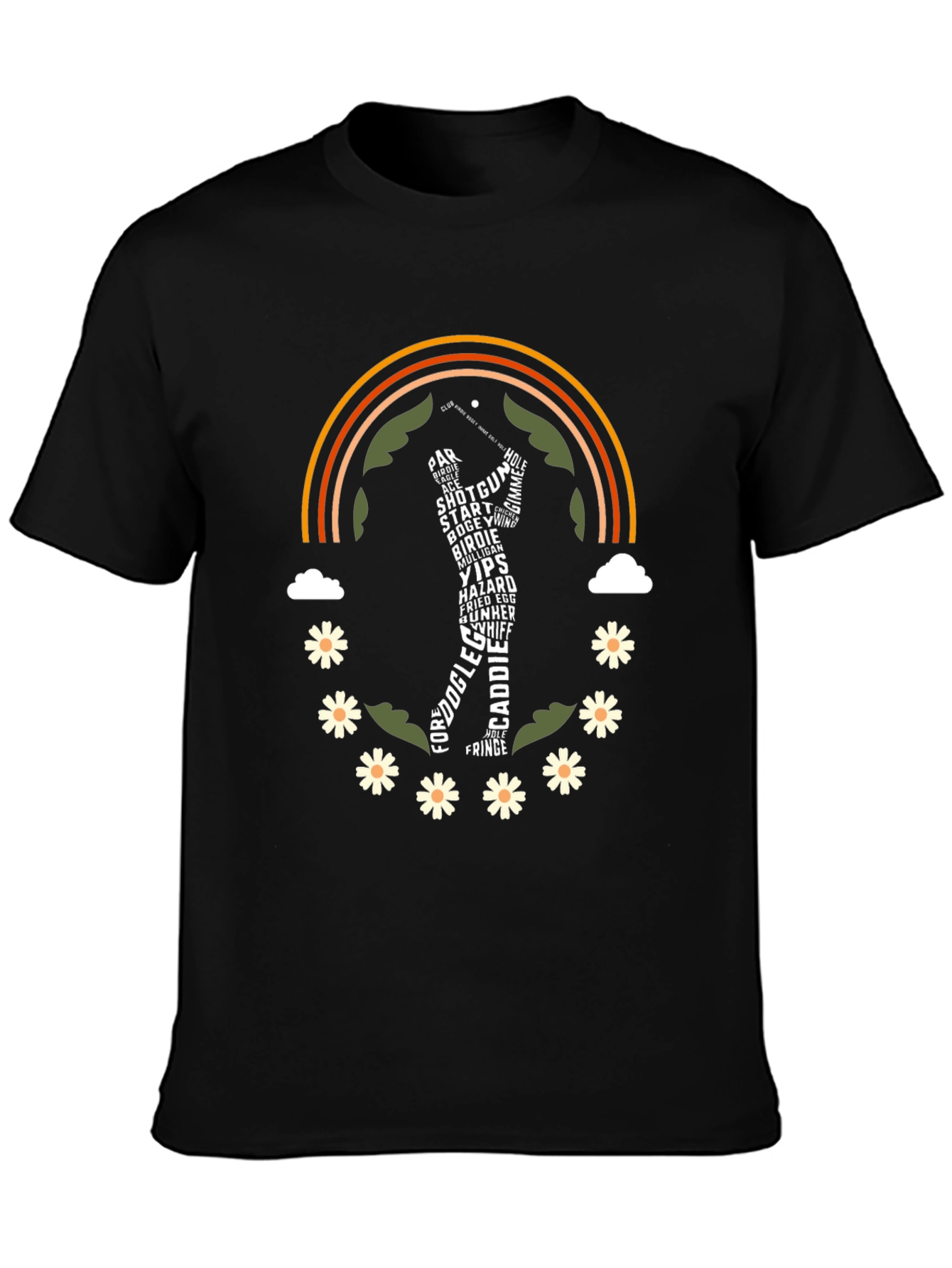 Golf Word Art Rainbow Graphic Tee