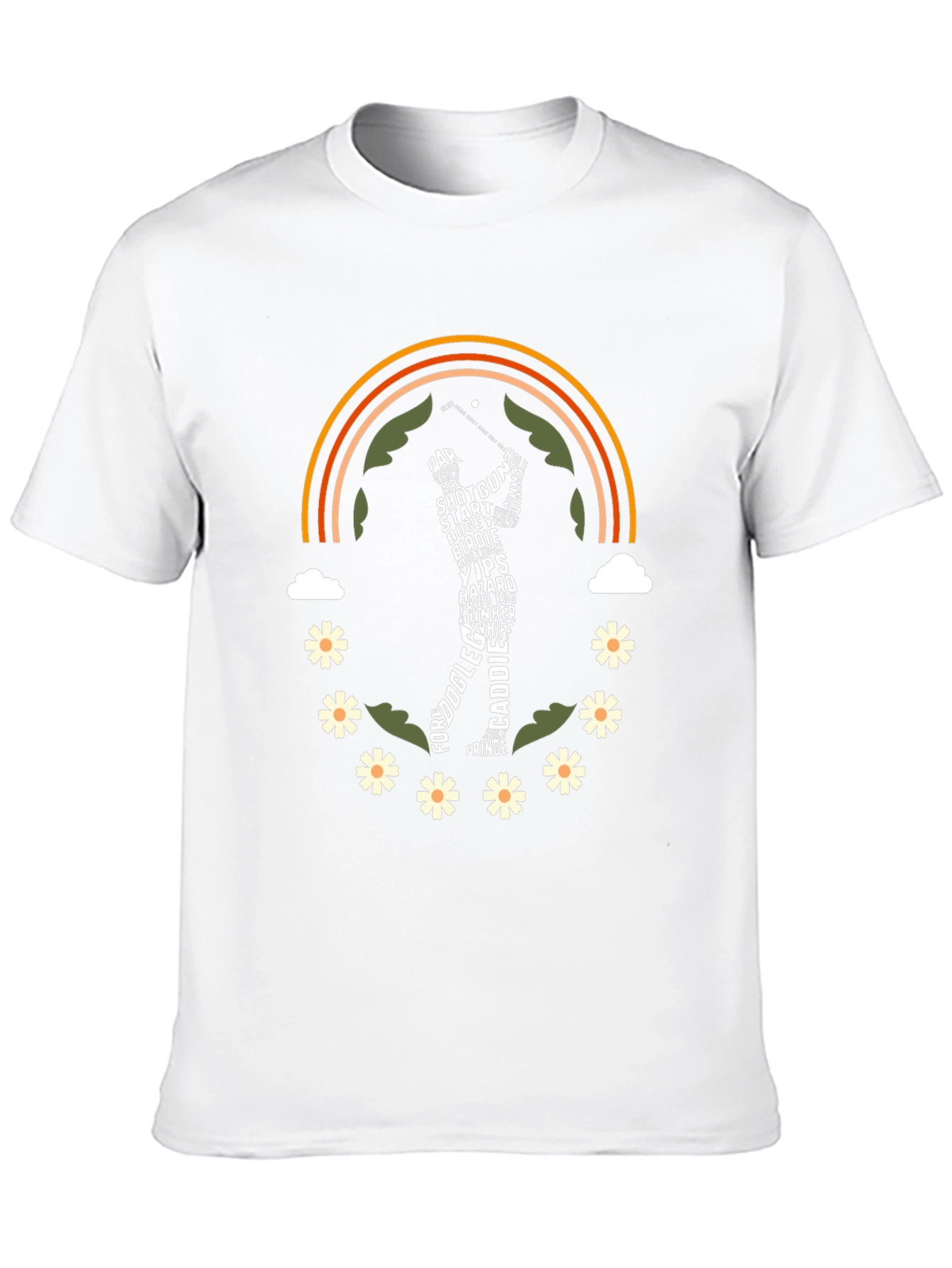 Golf Word Art Rainbow Graphic Tee