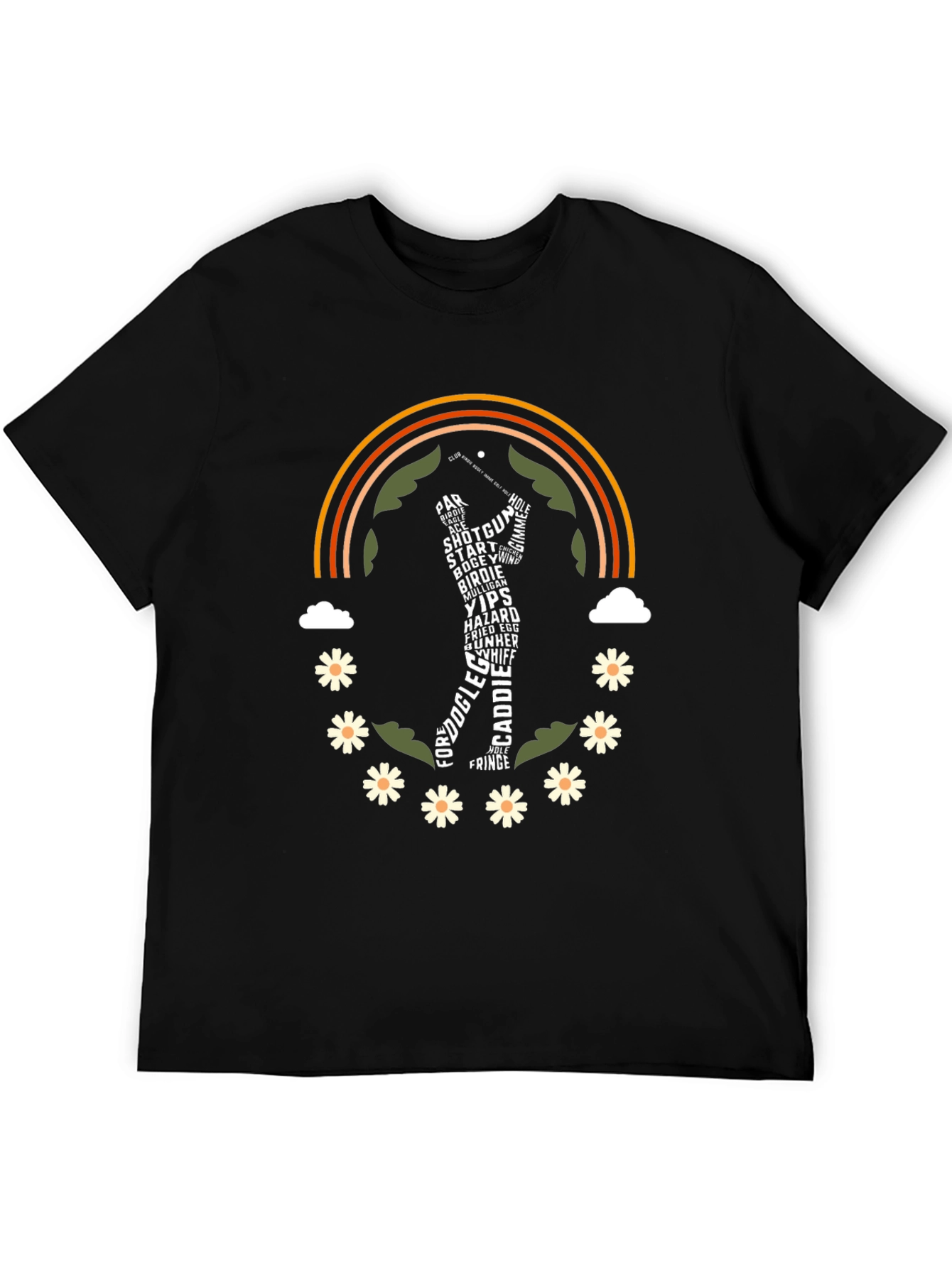 Golf Word Art Rainbow Graphic Tee