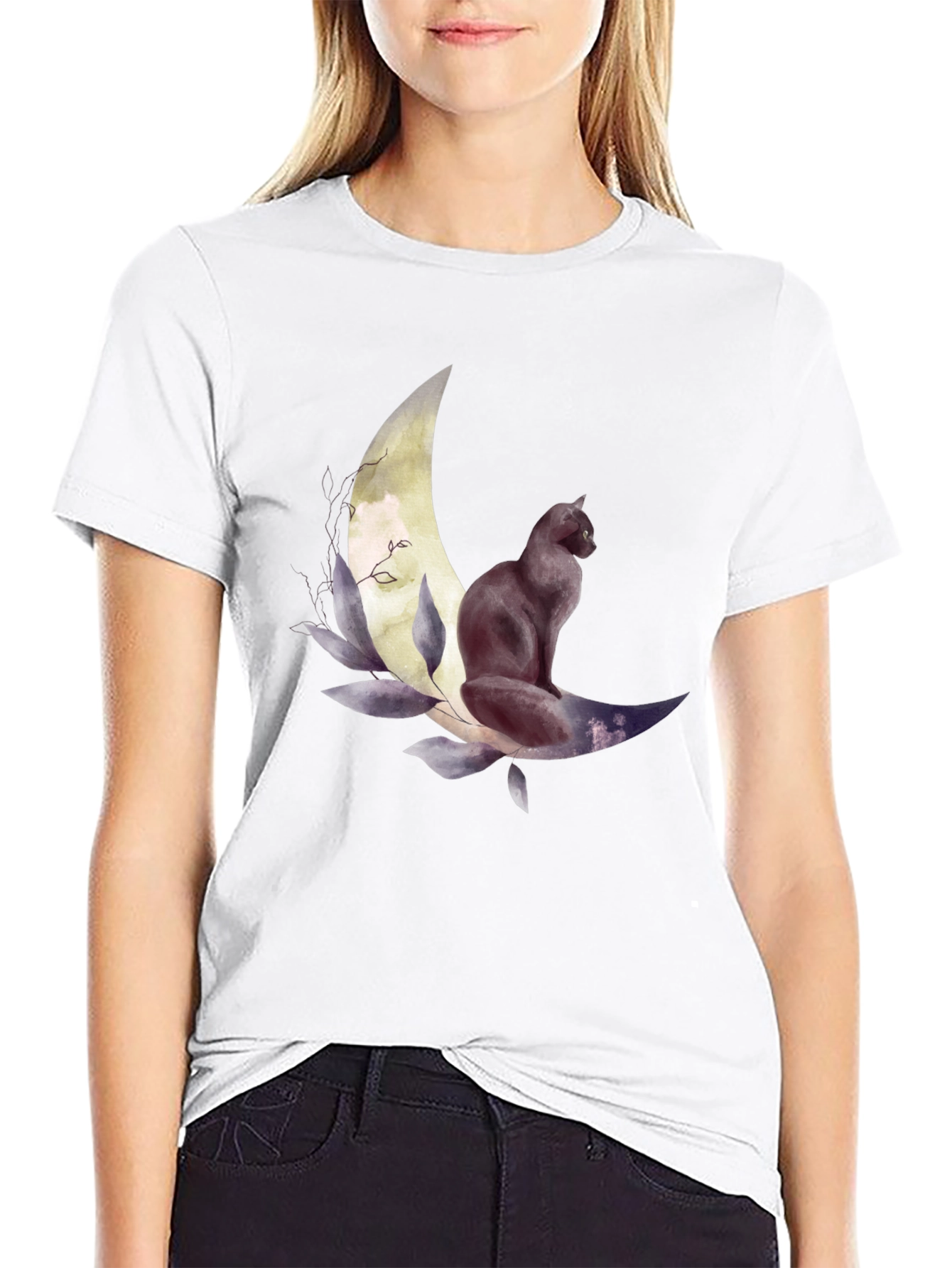 Black Cat Moon Graphic Tee - Stylish Unisex T-Shirt