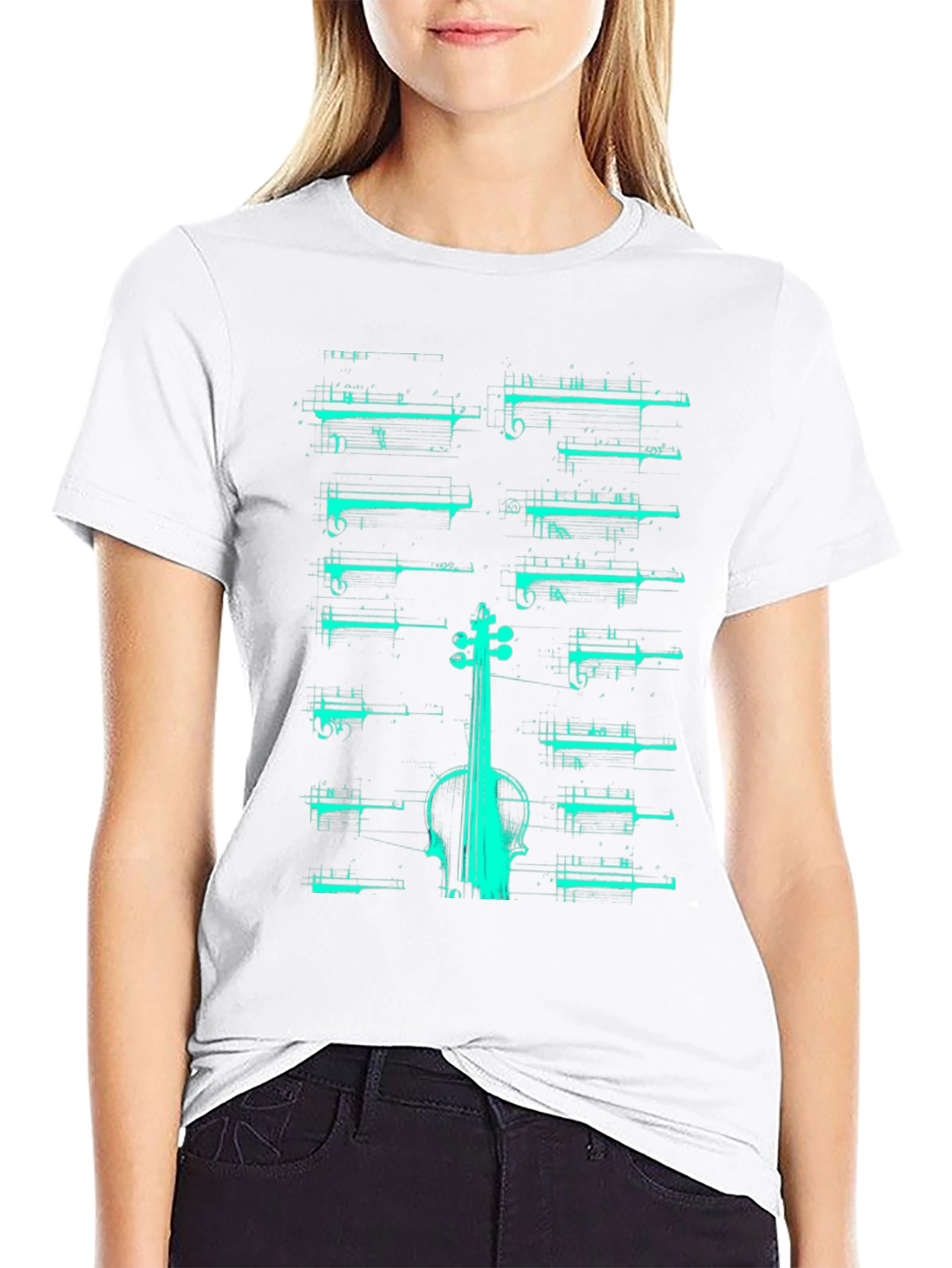 Musical T-Shirt - Violin & Sheet Music Design