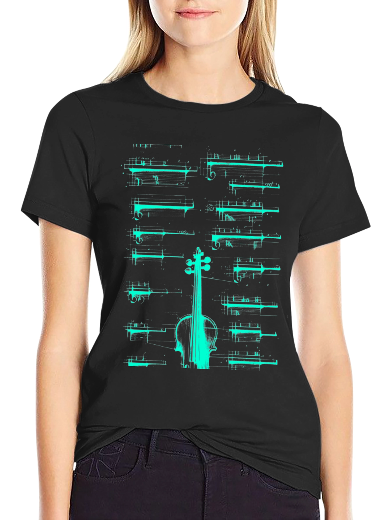 Musical T-Shirt - Violin & Sheet Music Design