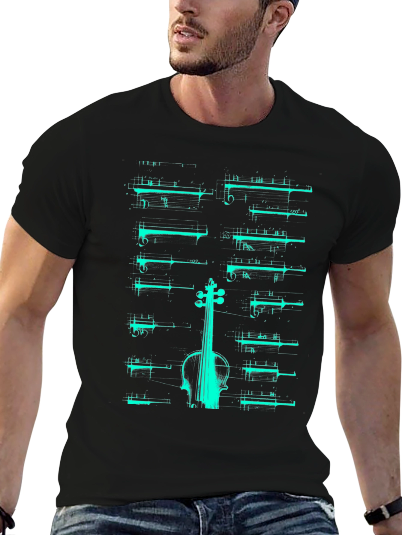 Musical T-Shirt - Violin & Sheet Music Design