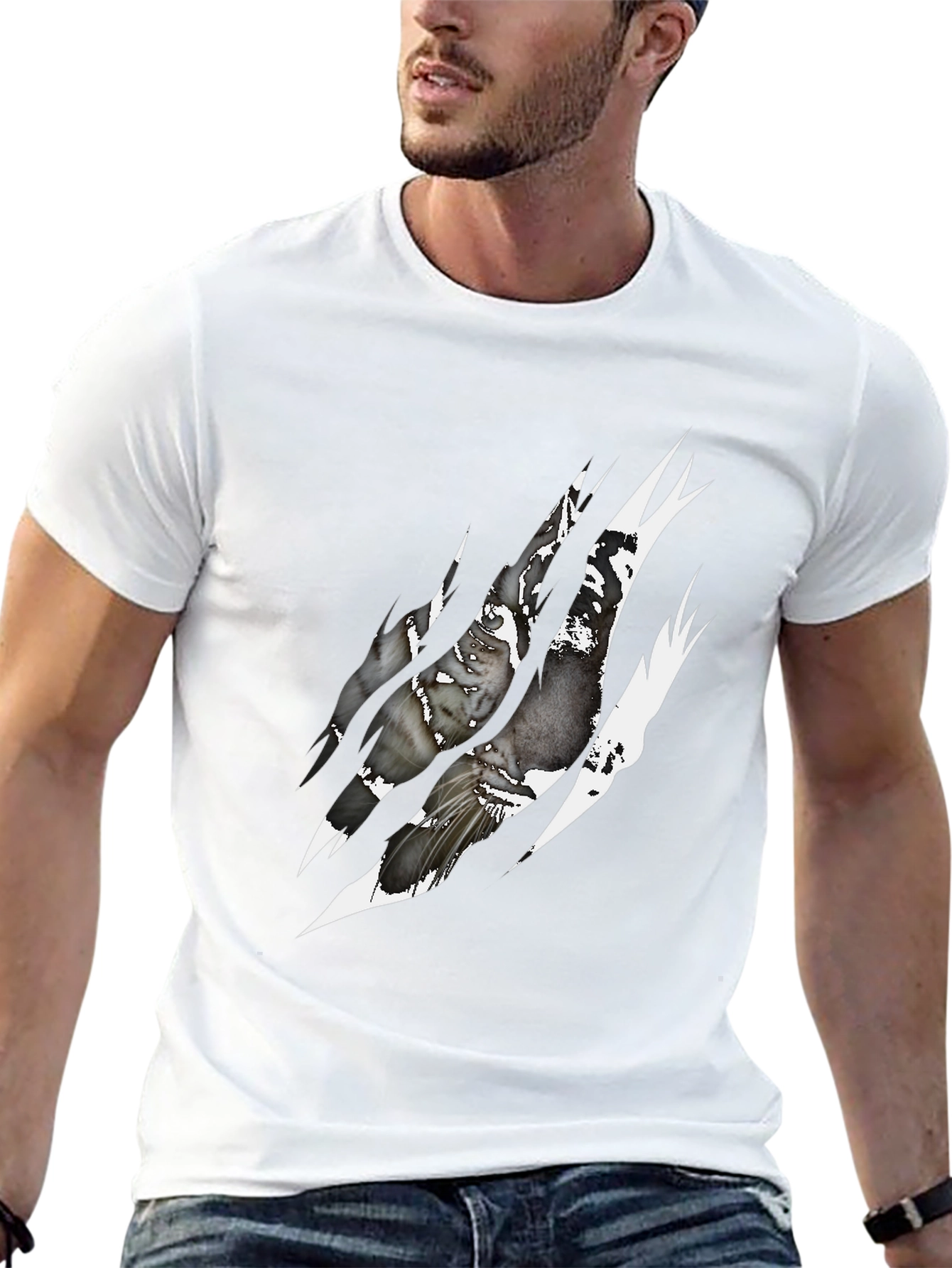 Ripped Claw Graphic Print Black T-Shirt