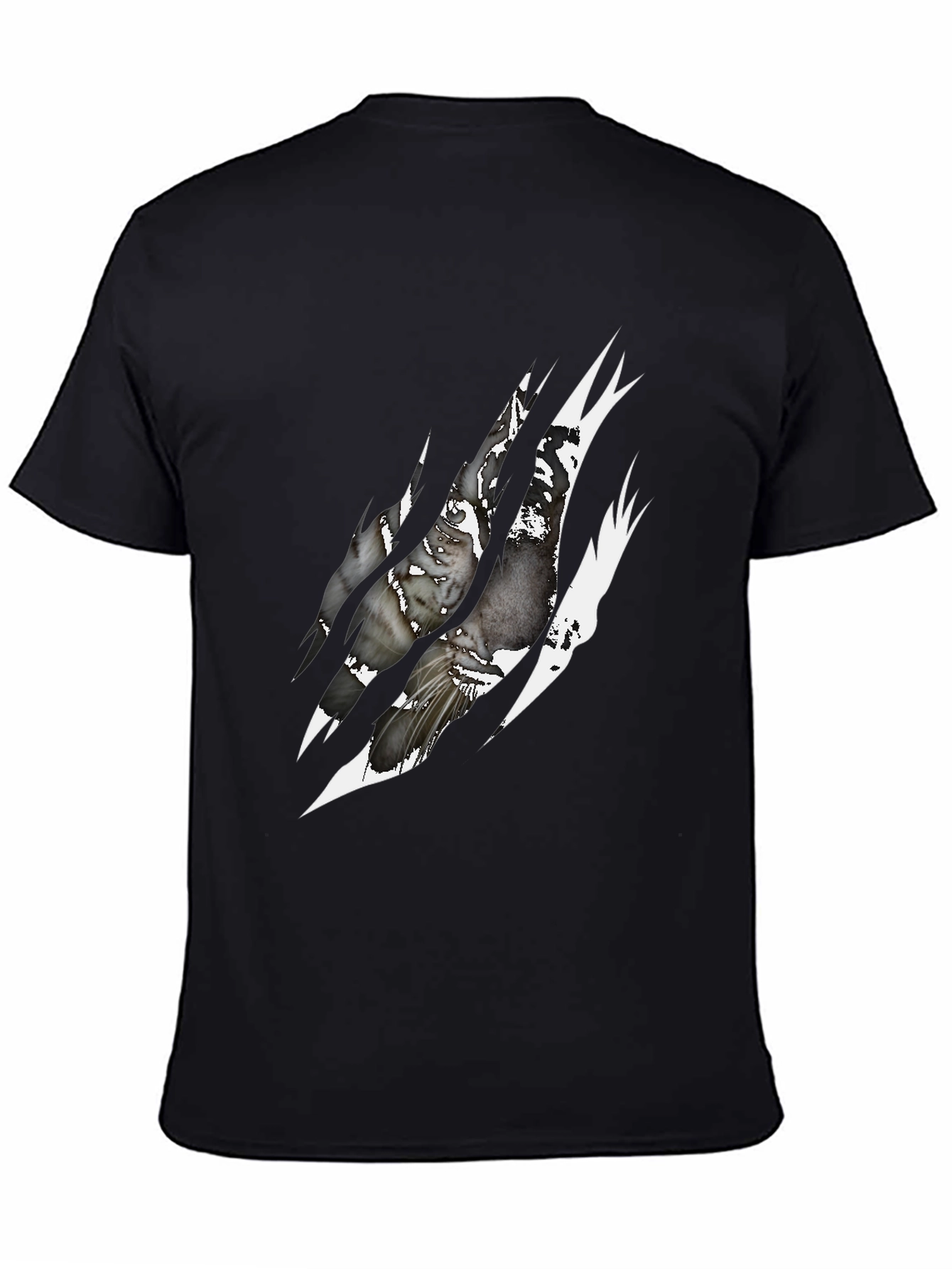 Ripped Claw Graphic Print Black T-Shirt