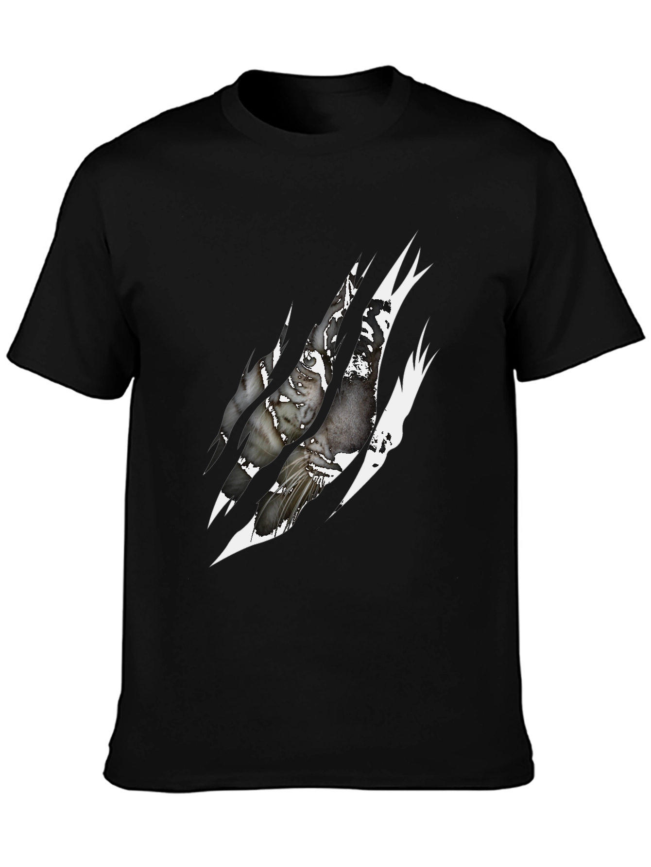 Ripped Claw Graphic Print Black T-Shirt