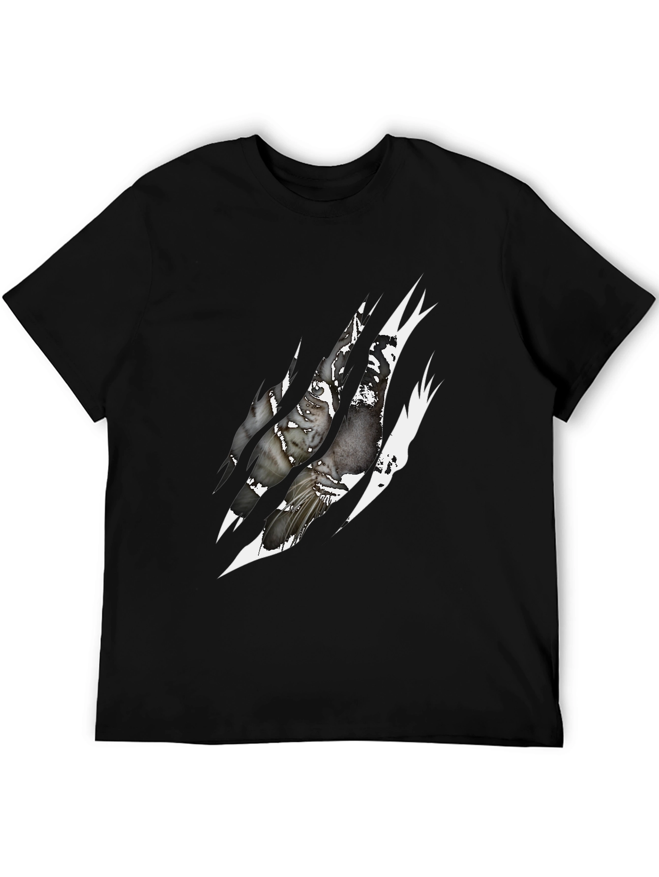 Ripped Claw Graphic Print Black T-Shirt