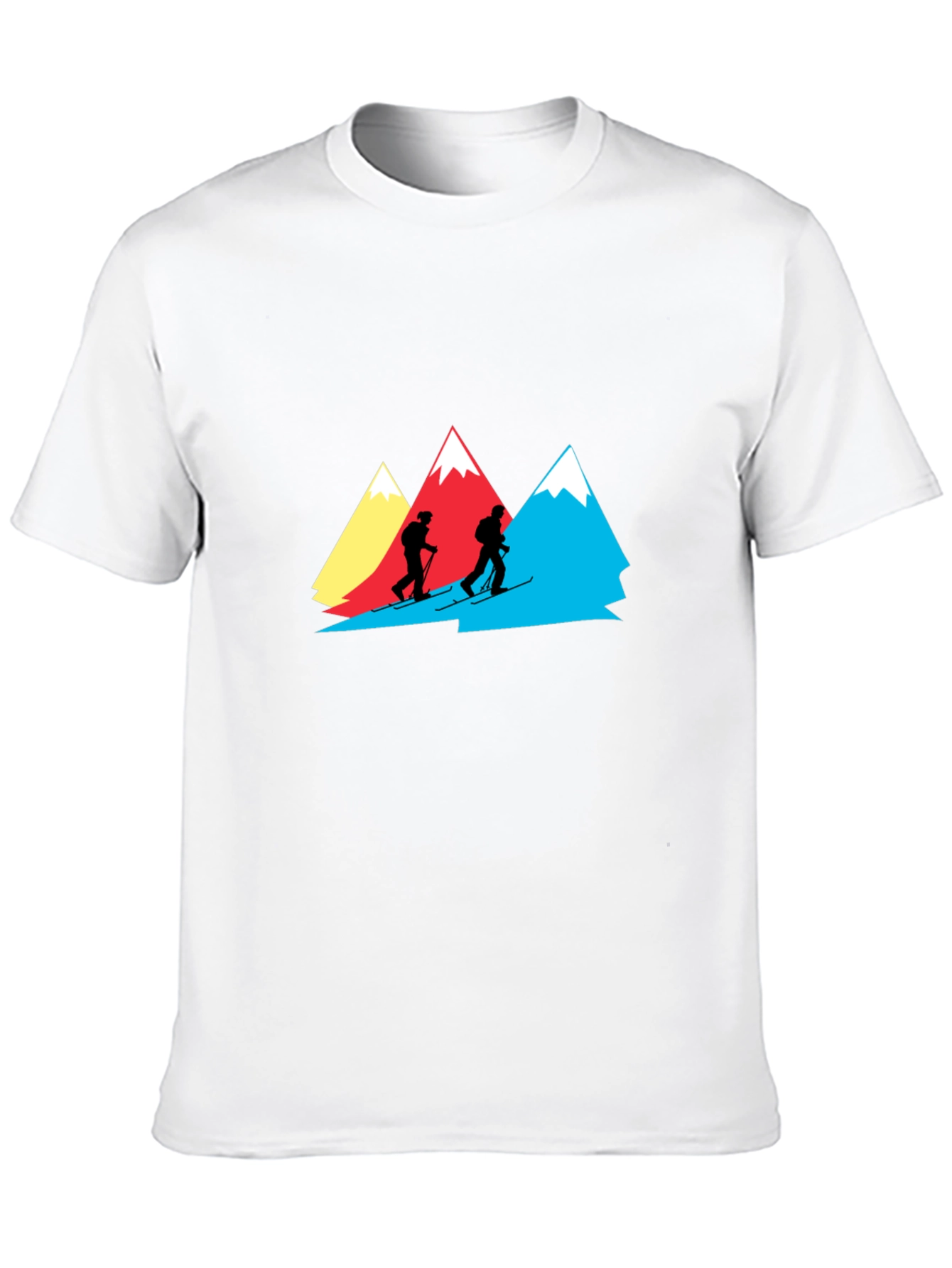 Mountain Skiers Graphic Tee - Black Cotton Shirt