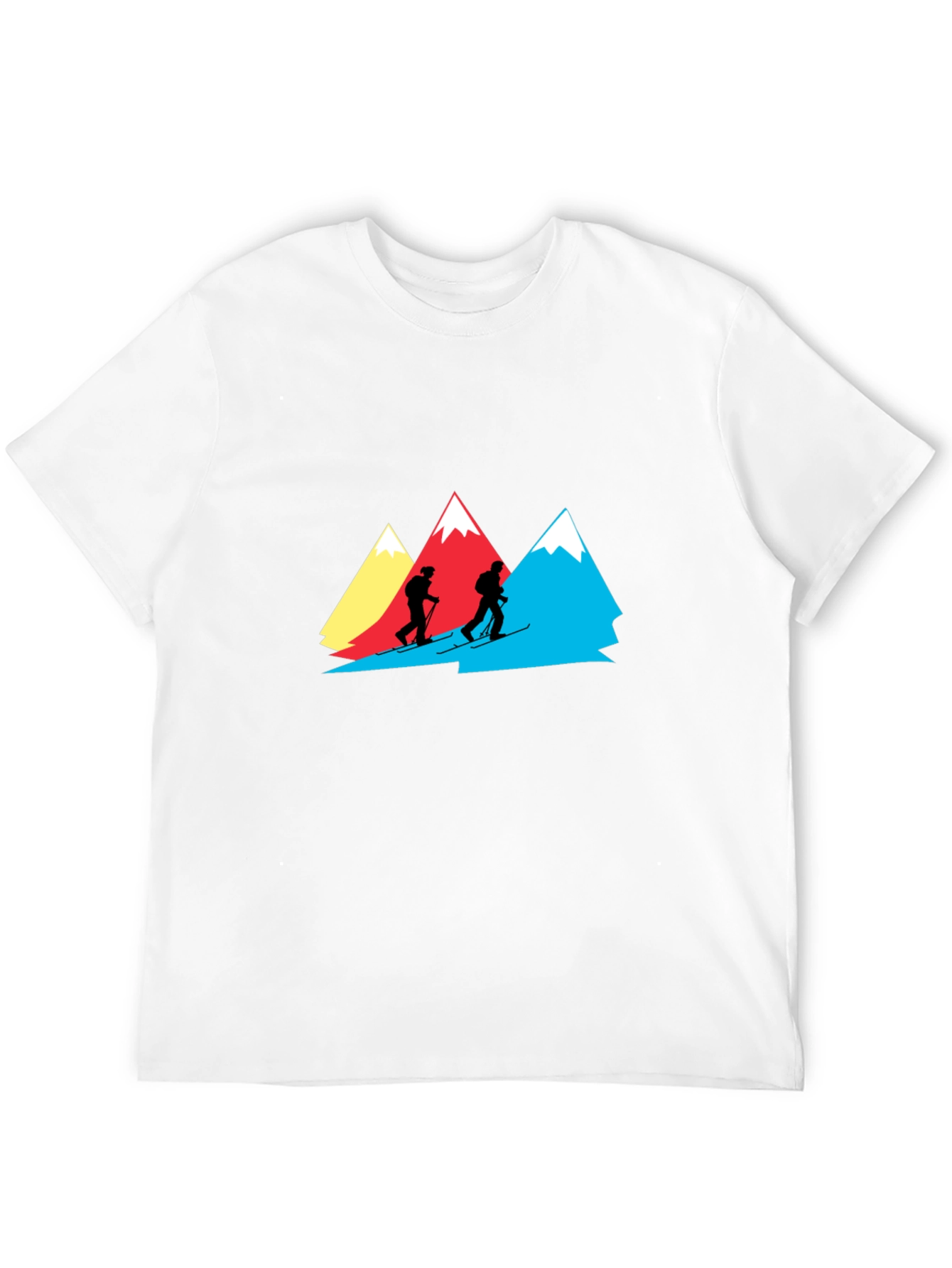 Mountain Skiers Graphic Tee - Black Cotton Shirt
