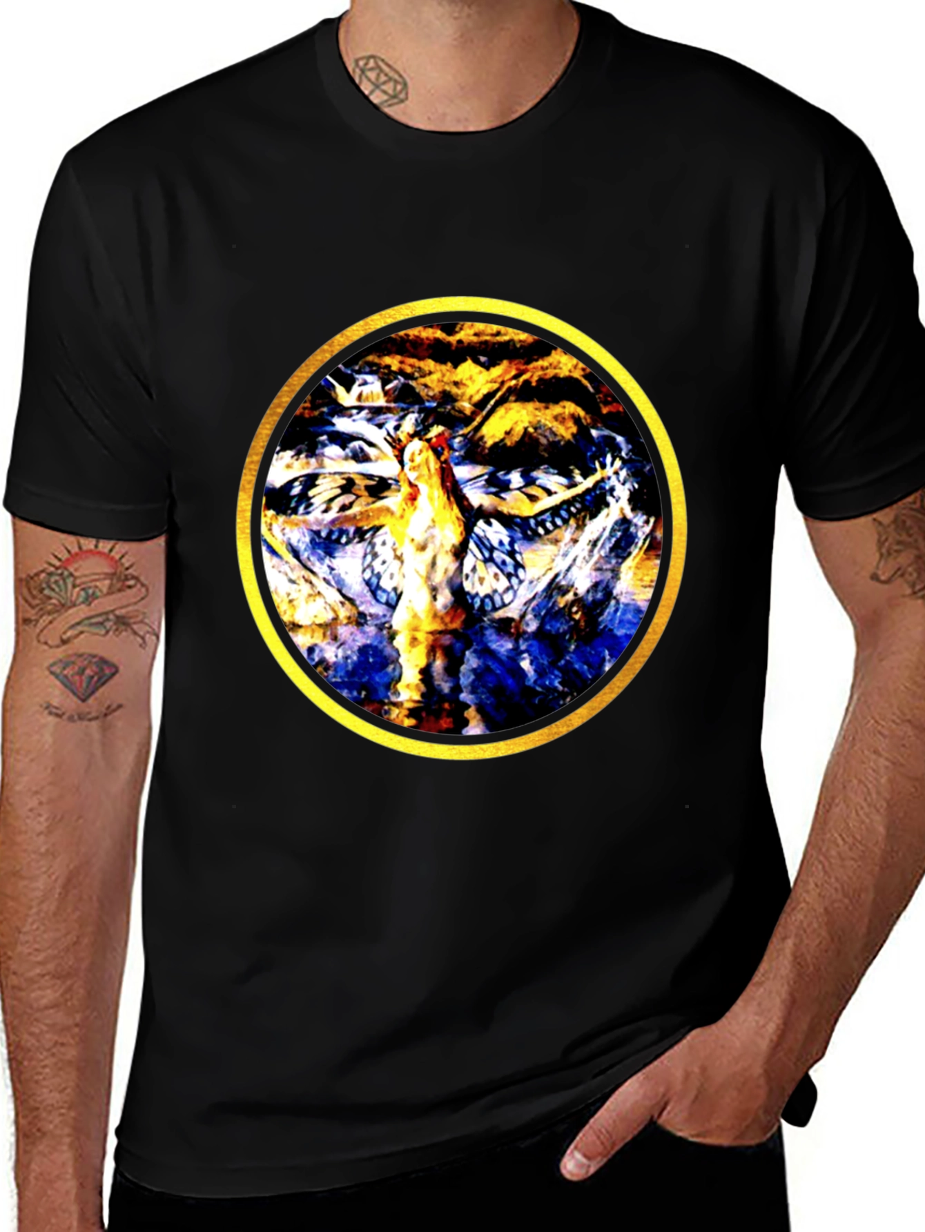 Abstract Butterfly Circle Graphic Tee