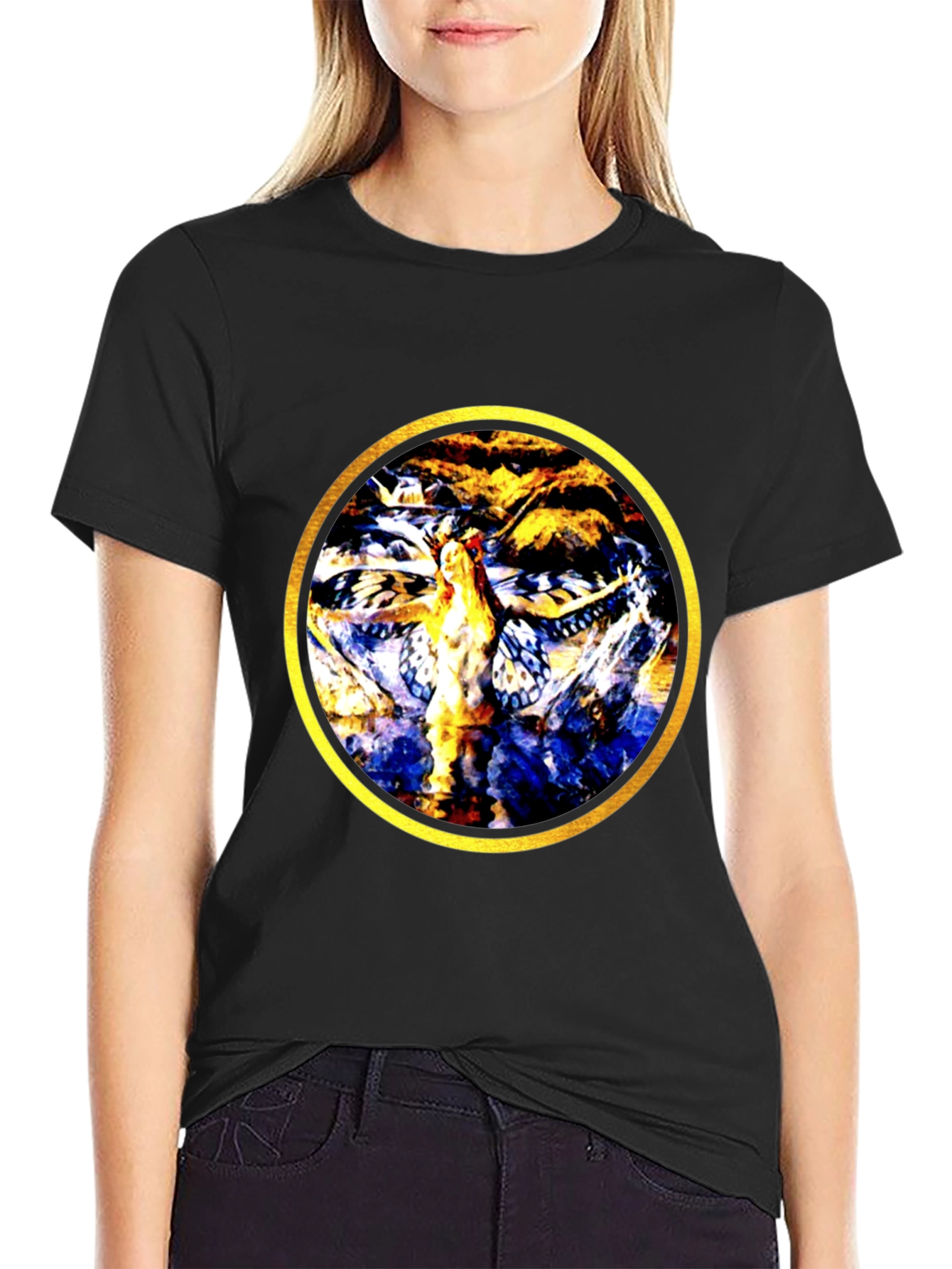 Abstract Butterfly Circle Graphic Tee