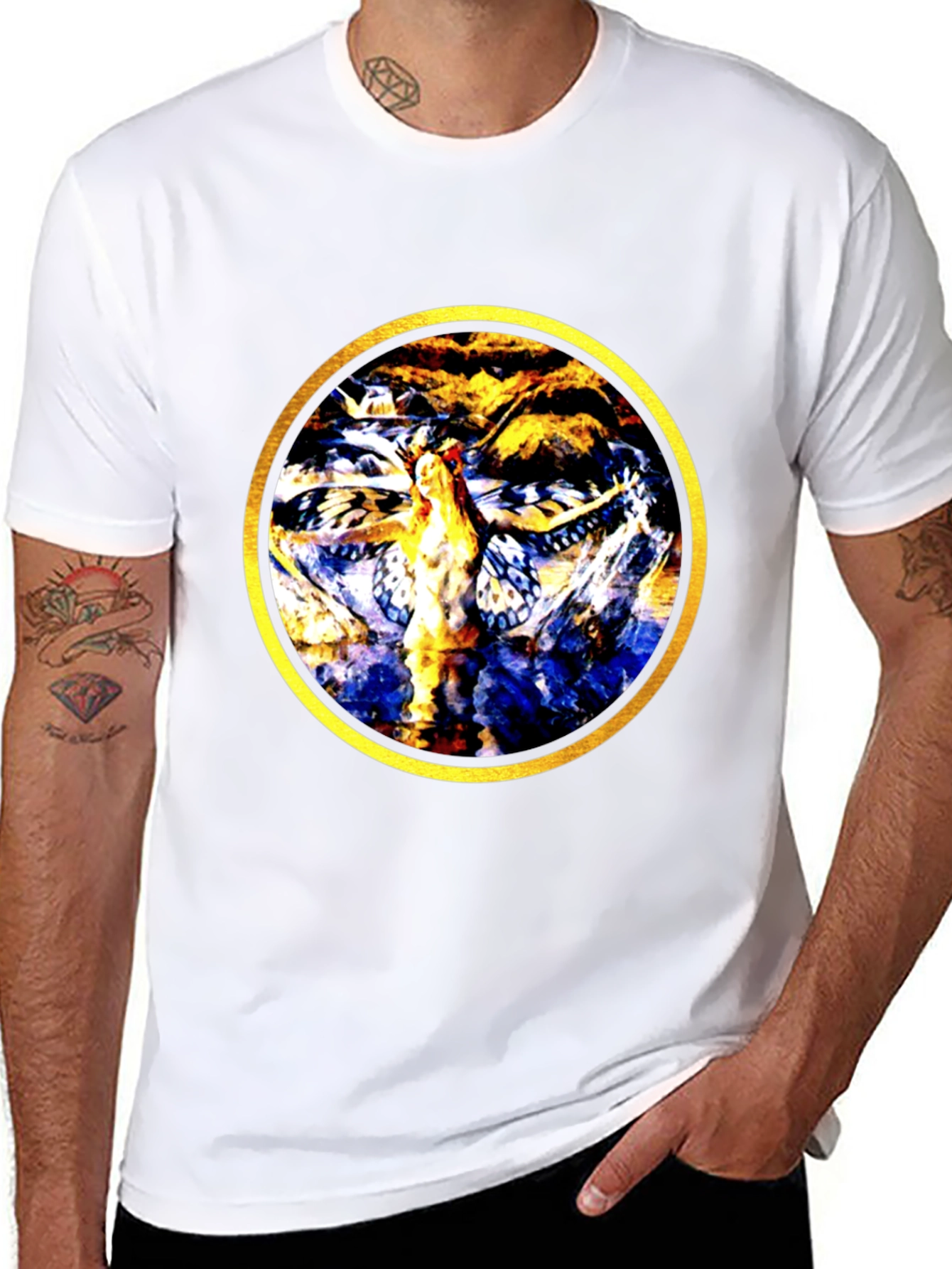 Abstract Butterfly Circle Graphic Tee