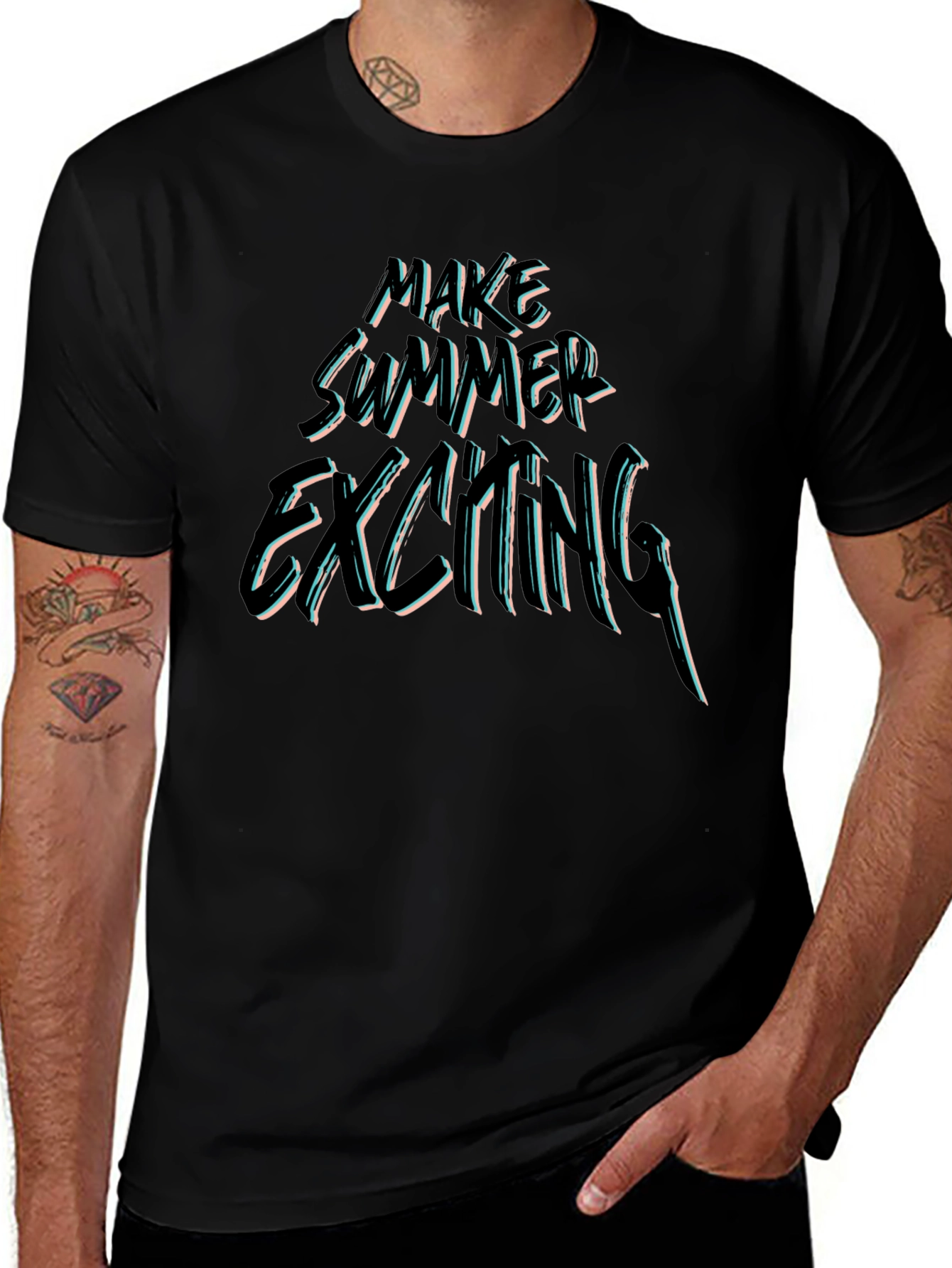 Make Summer Exciting Black Graphic Tee