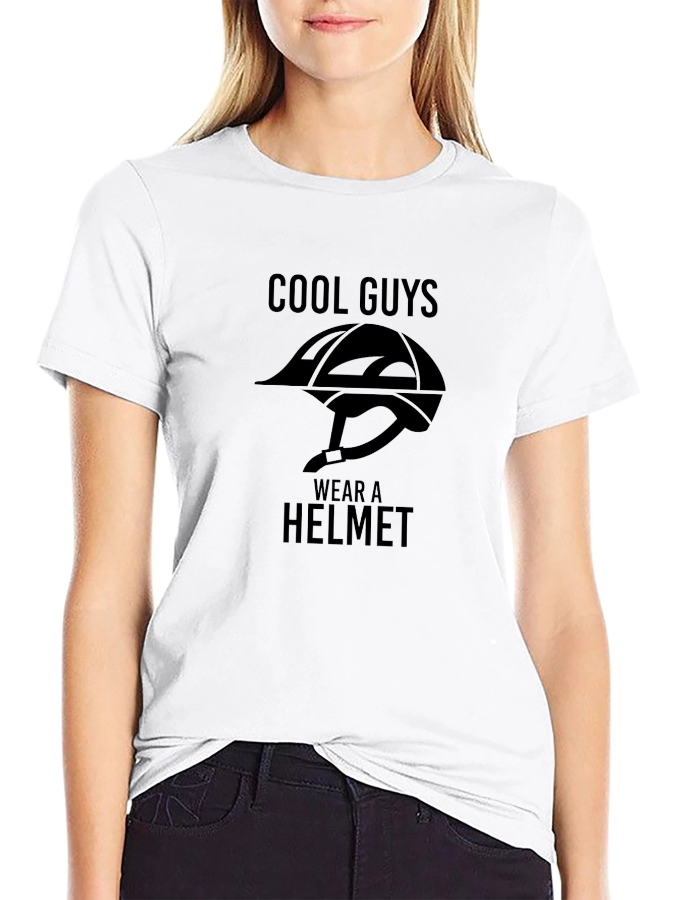 Cool Guys Wear A Helmet Black Graphic Tee