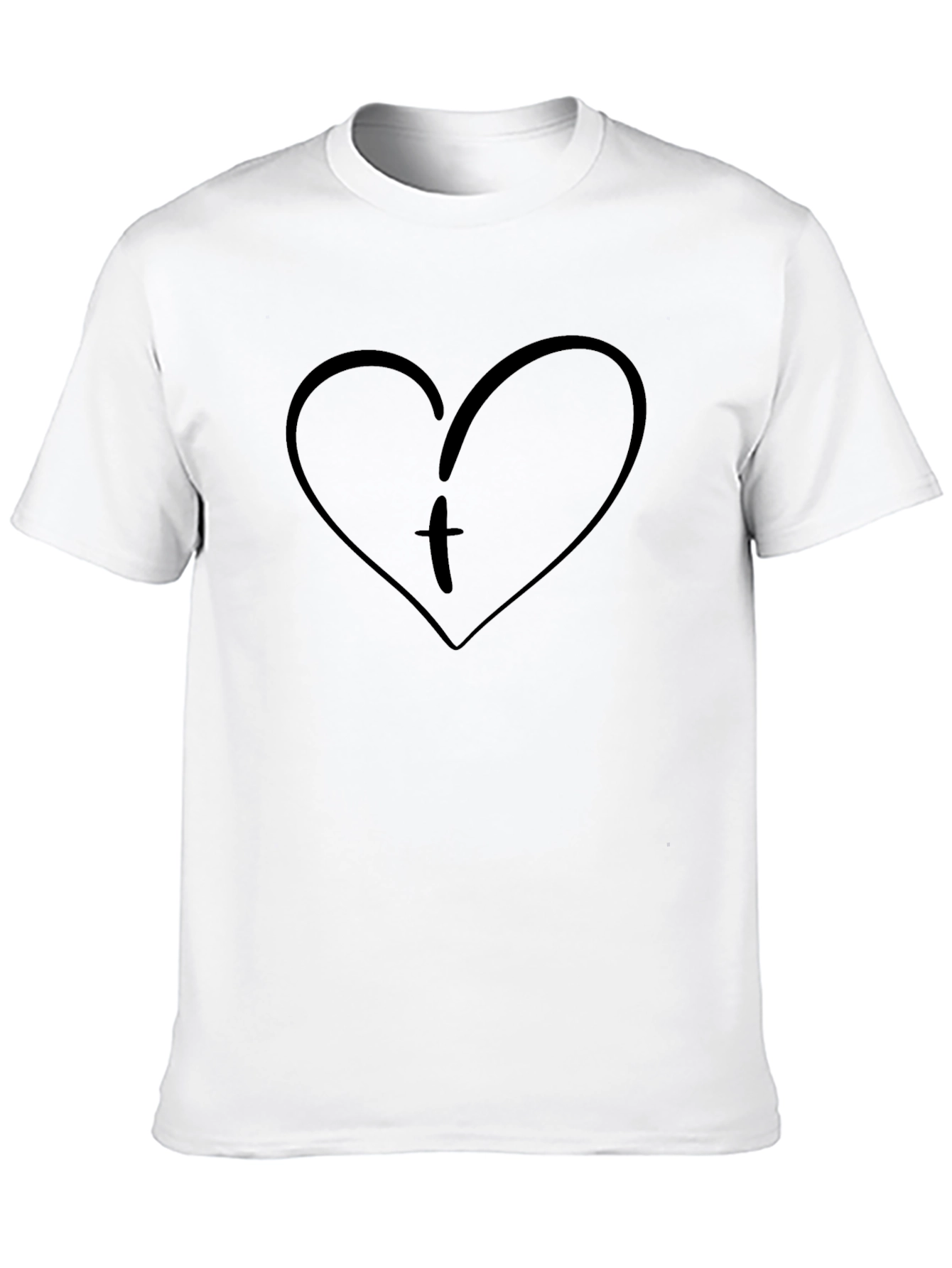 Heart Initial T-Shirt - Black Cotton Tee