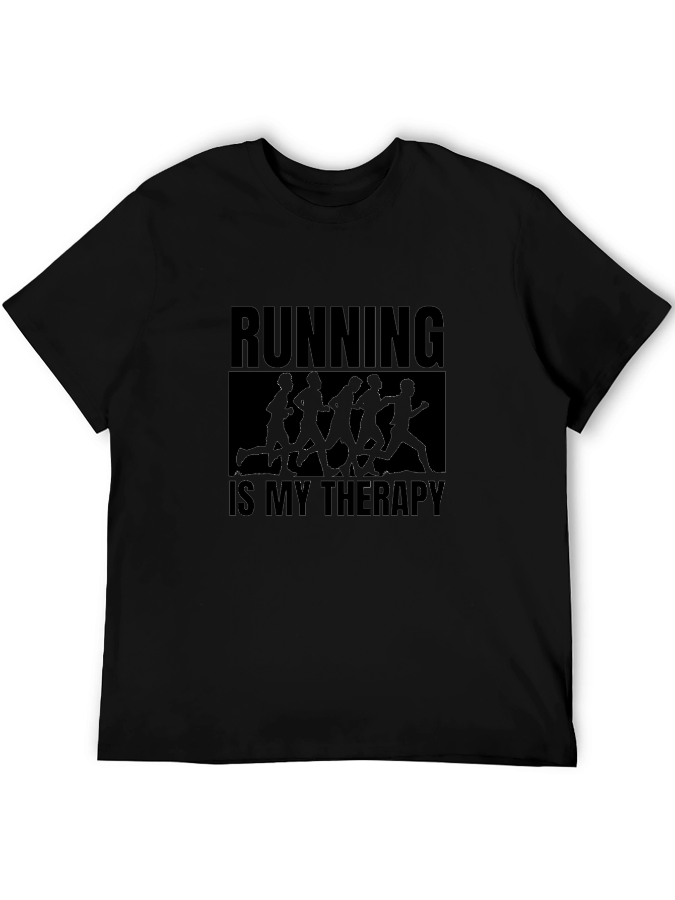 Running is My Therapy Graphic Tee - Black