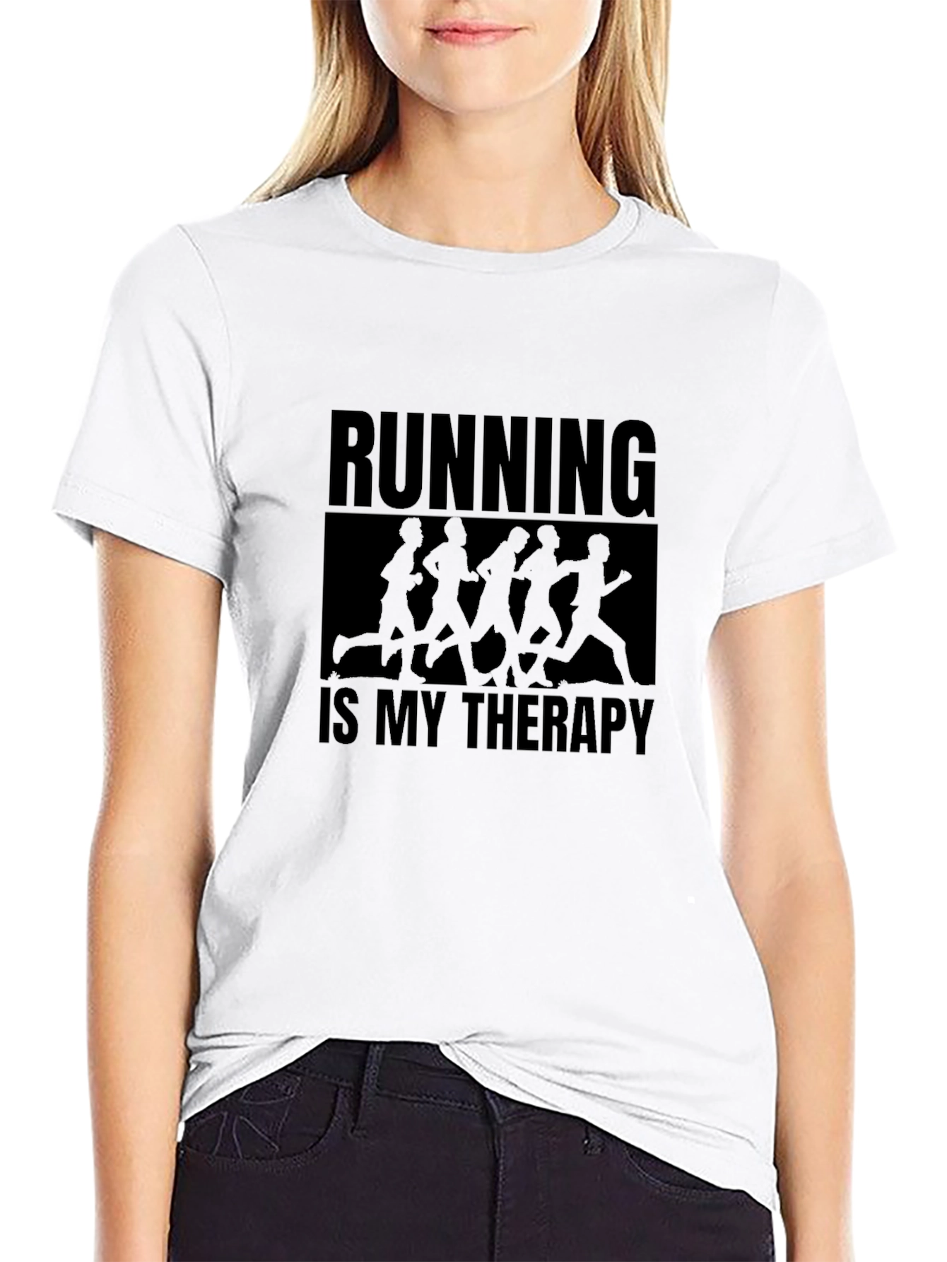 Running is My Therapy Graphic Tee - Black