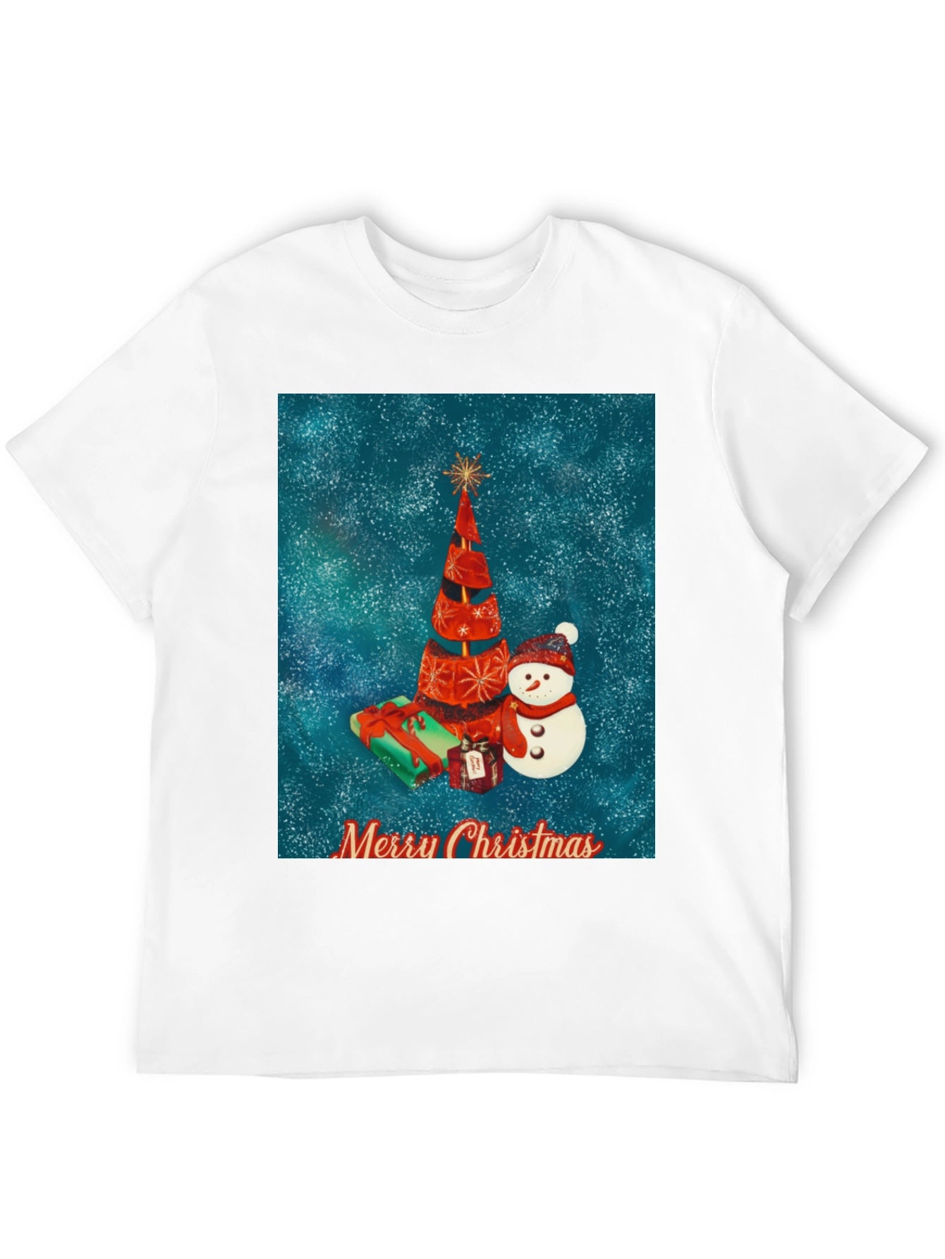 Festive Christmas Tree & Snowman Holiday T-Shirt