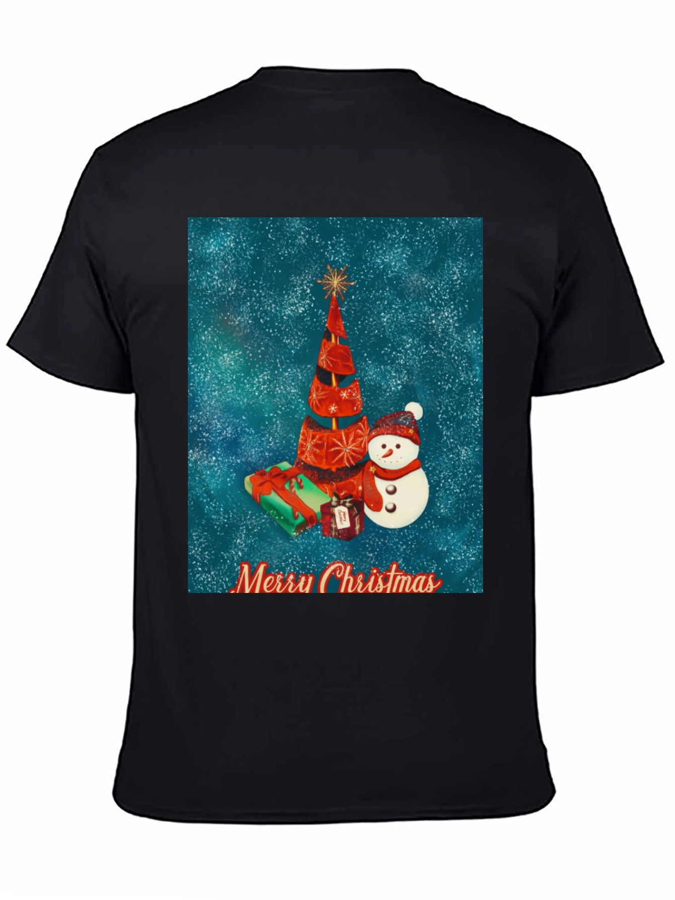Festive Christmas Tree & Snowman Holiday T-Shirt