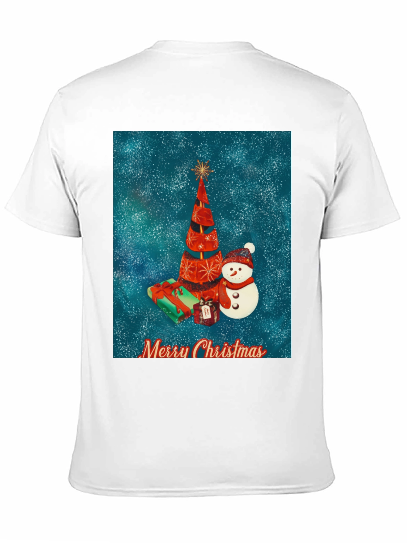 Festive Christmas Tree & Snowman Holiday T-Shirt