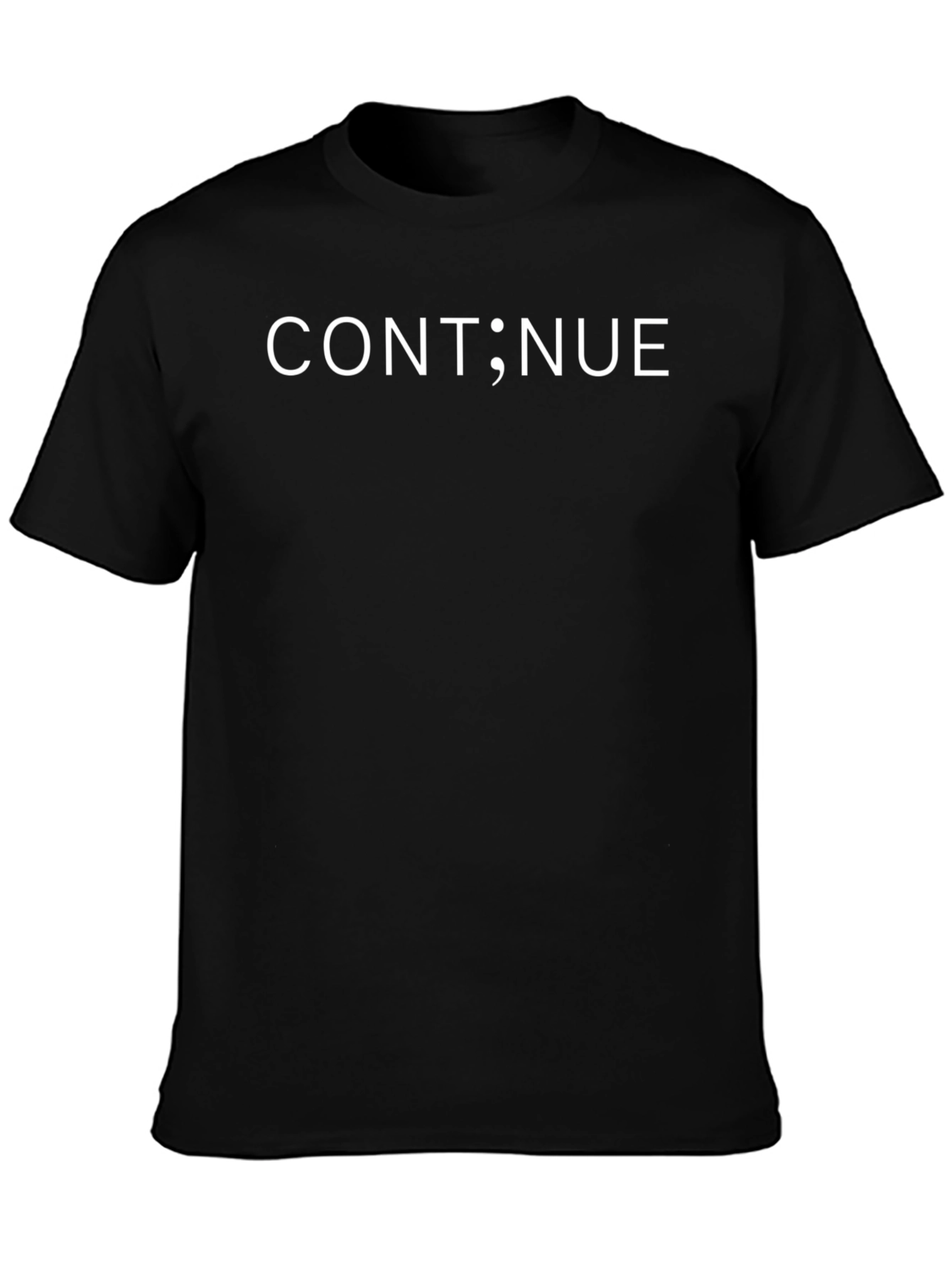 Continue Semicolon Programmer Humor Black T-Shirt