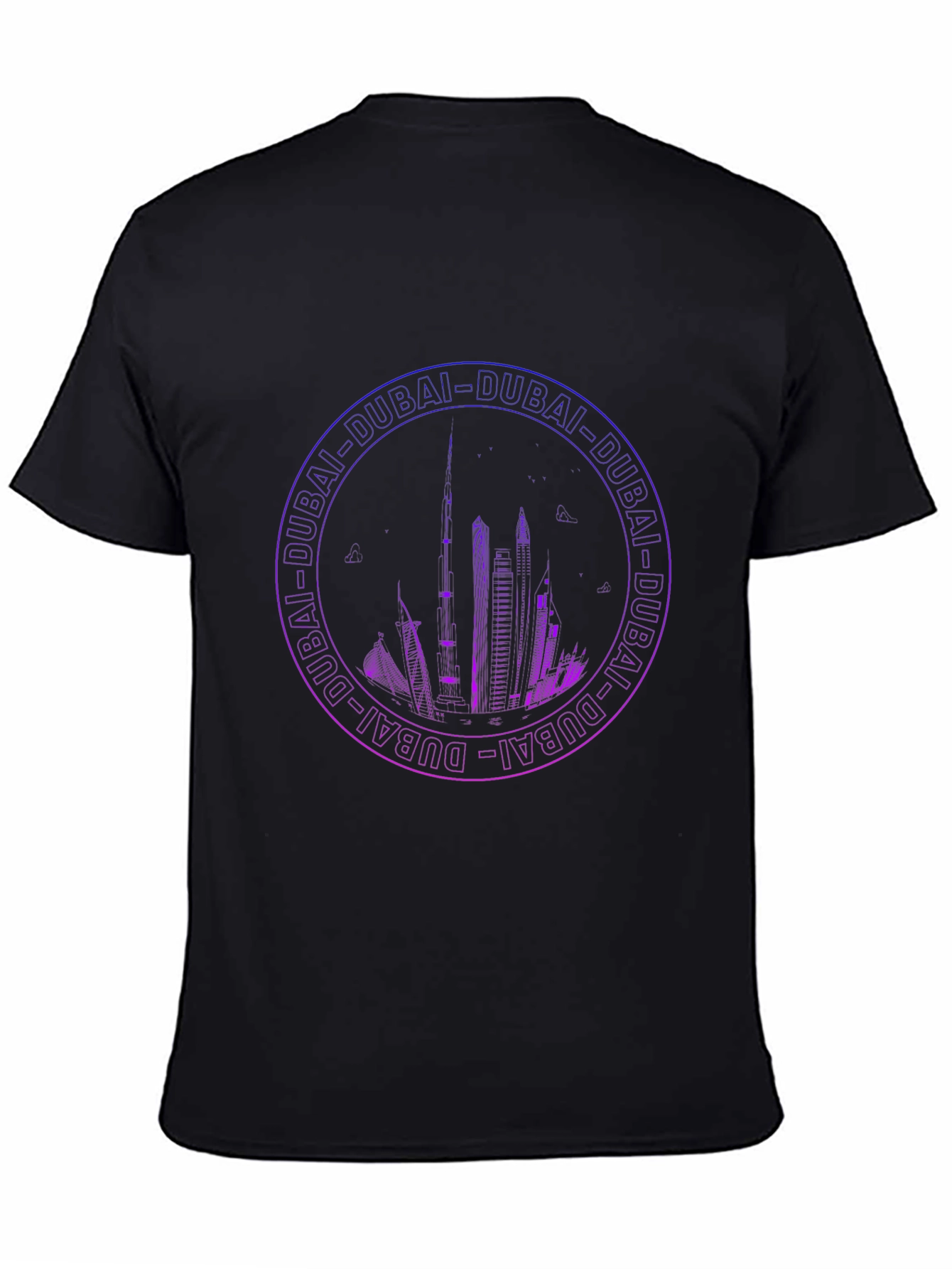 Dubai Skyline Graphic Print Black T-Shirt
