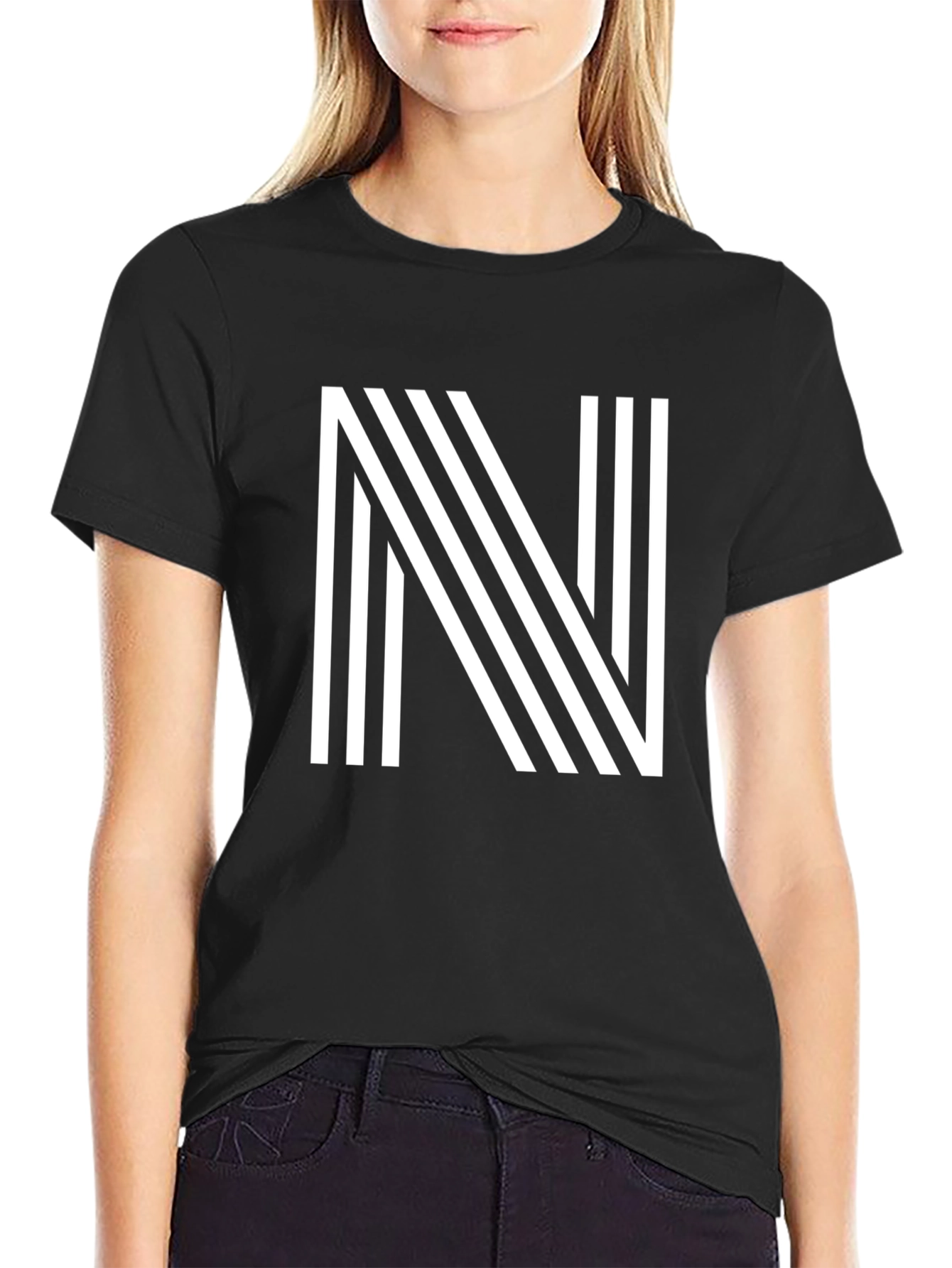Striped N Black Tee - Modern Graphic T-Shirt