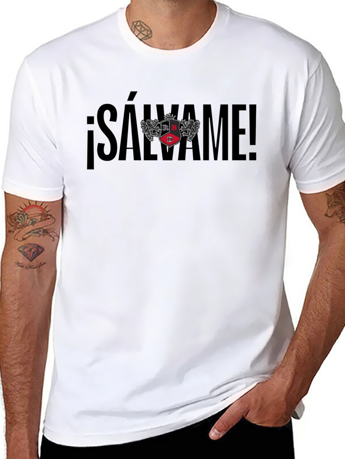 Salvame T-Shirt - Black Cotton Blend Graphic Tee