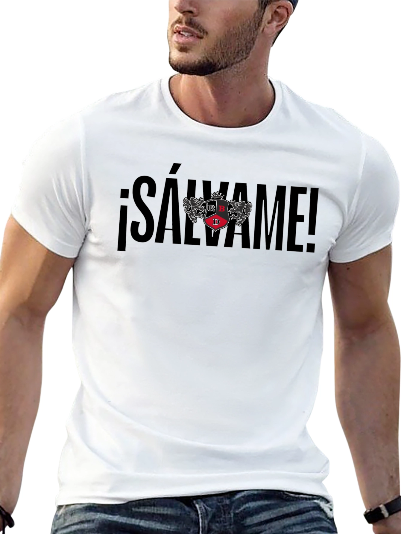 Salvame T-Shirt - Black Cotton Blend Graphic Tee