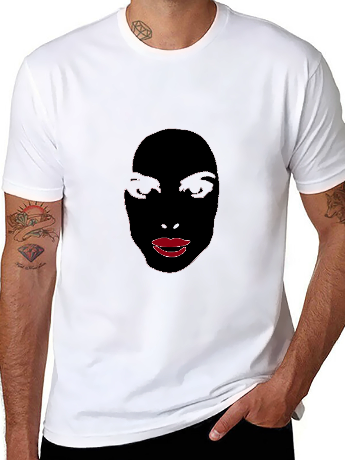 Abstract Face Graphic Tee - Stylish Black T-Shirt