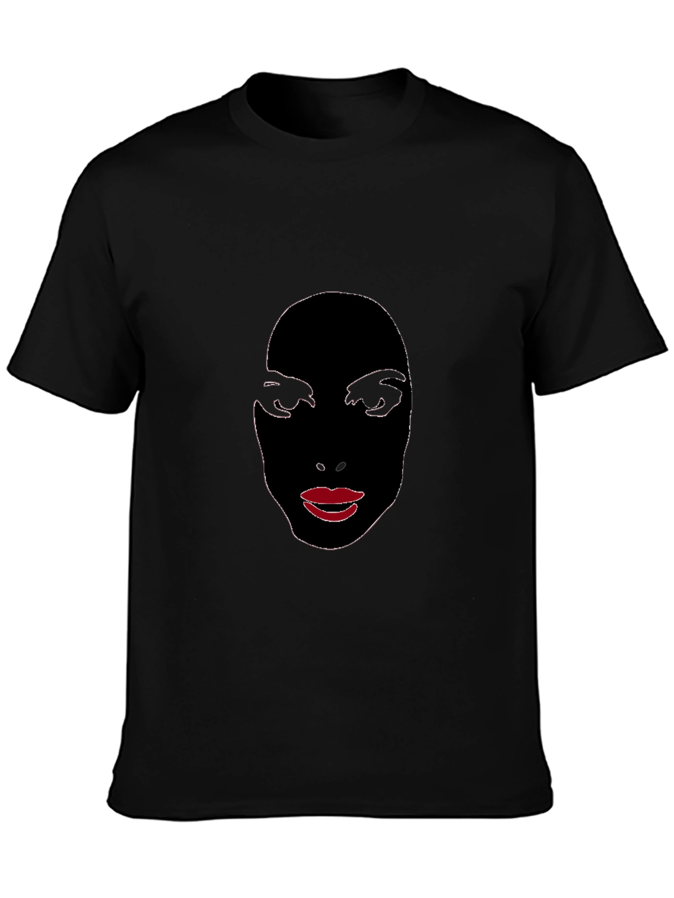 Abstract Face Graphic Tee - Stylish Black T-Shirt