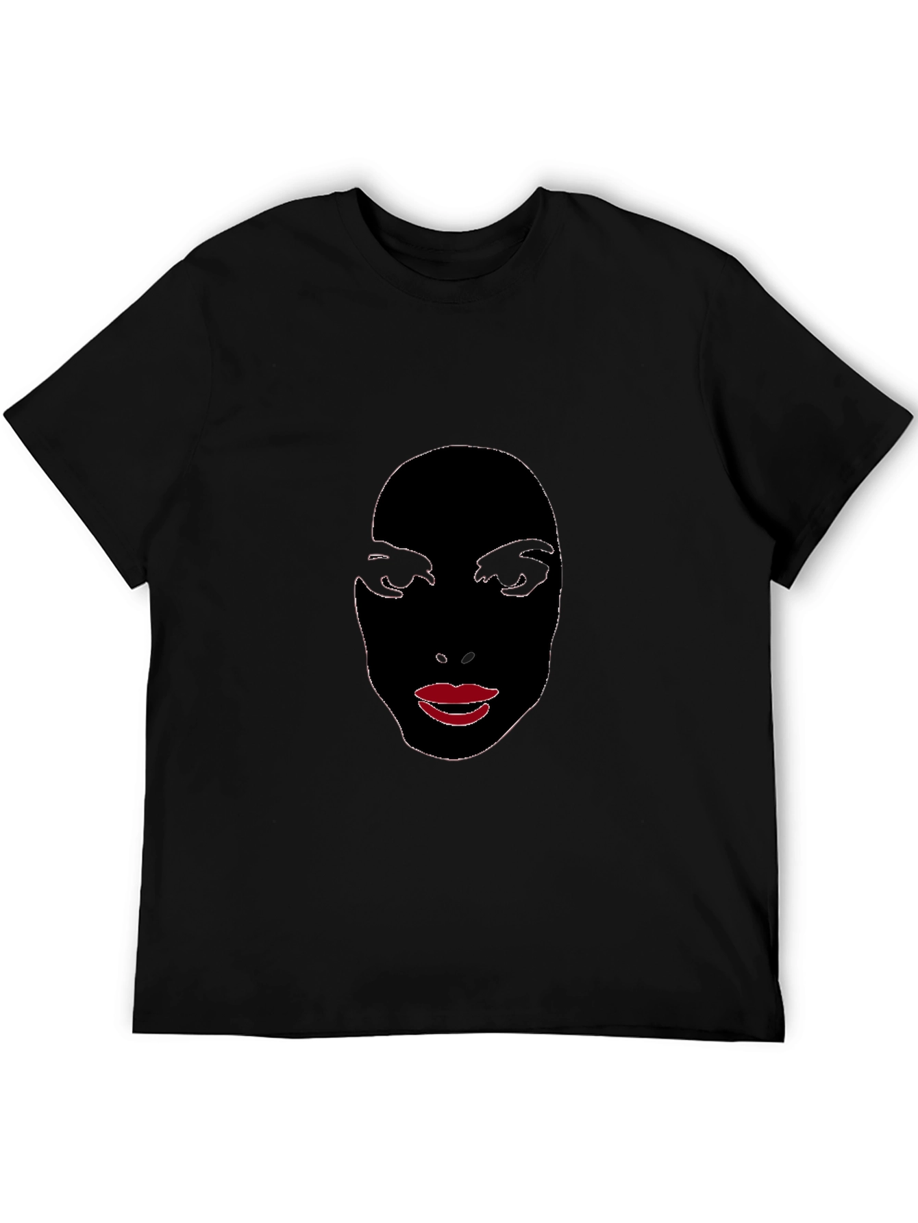 Abstract Face Graphic Tee - Stylish Black T-Shirt