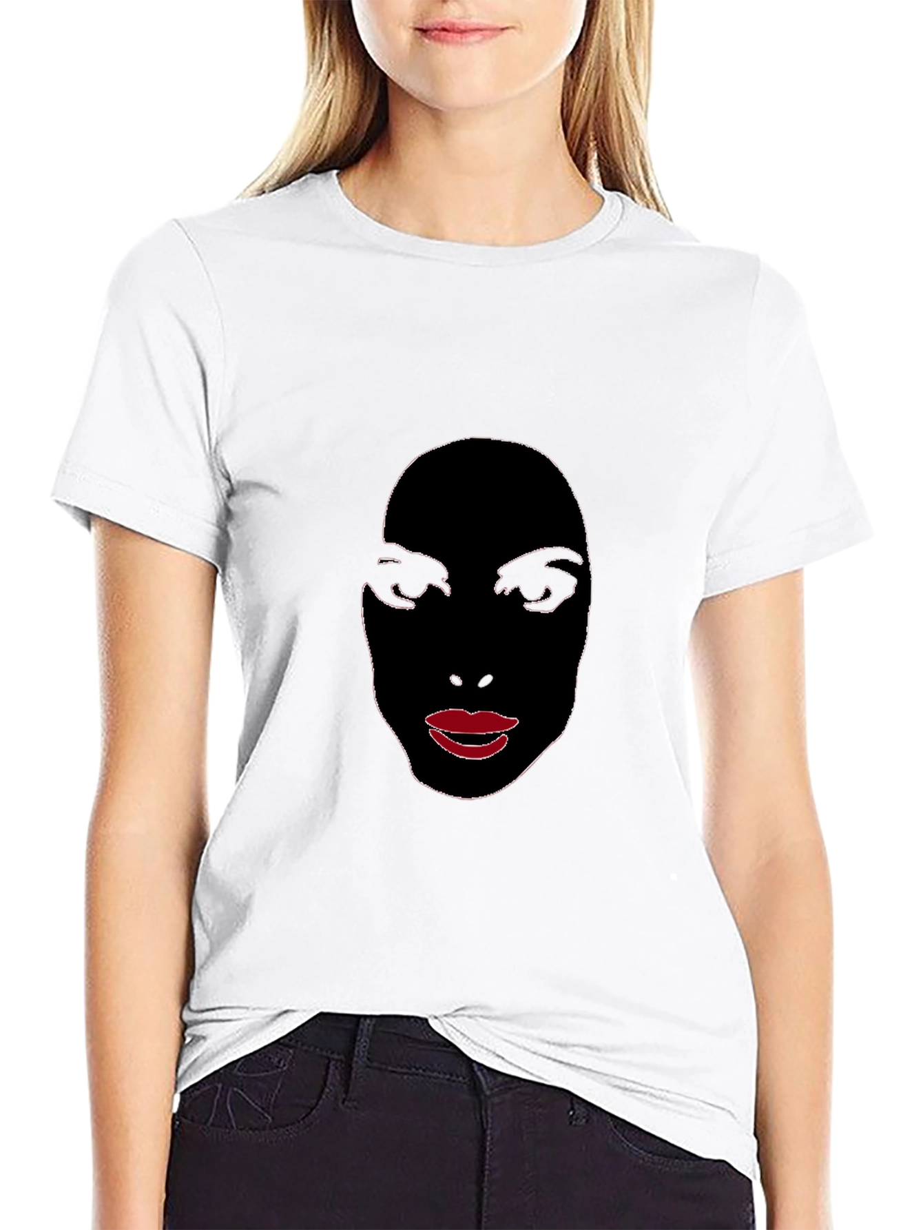 Abstract Face Graphic Tee - Stylish Black T-Shirt