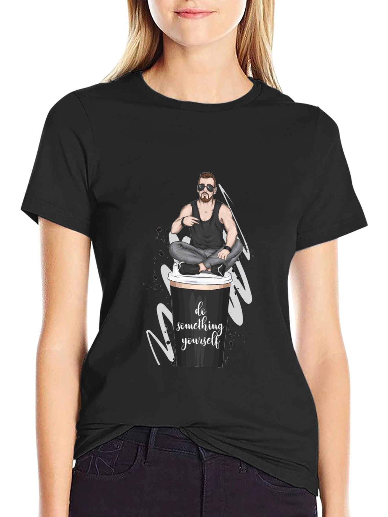 Cool Coffee Cup Man T-Shirt