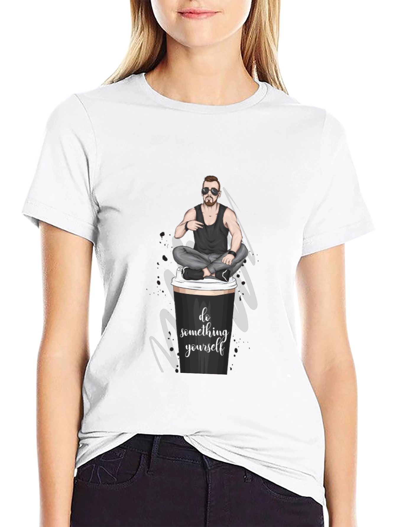 Cool Coffee Cup Man T-Shirt
