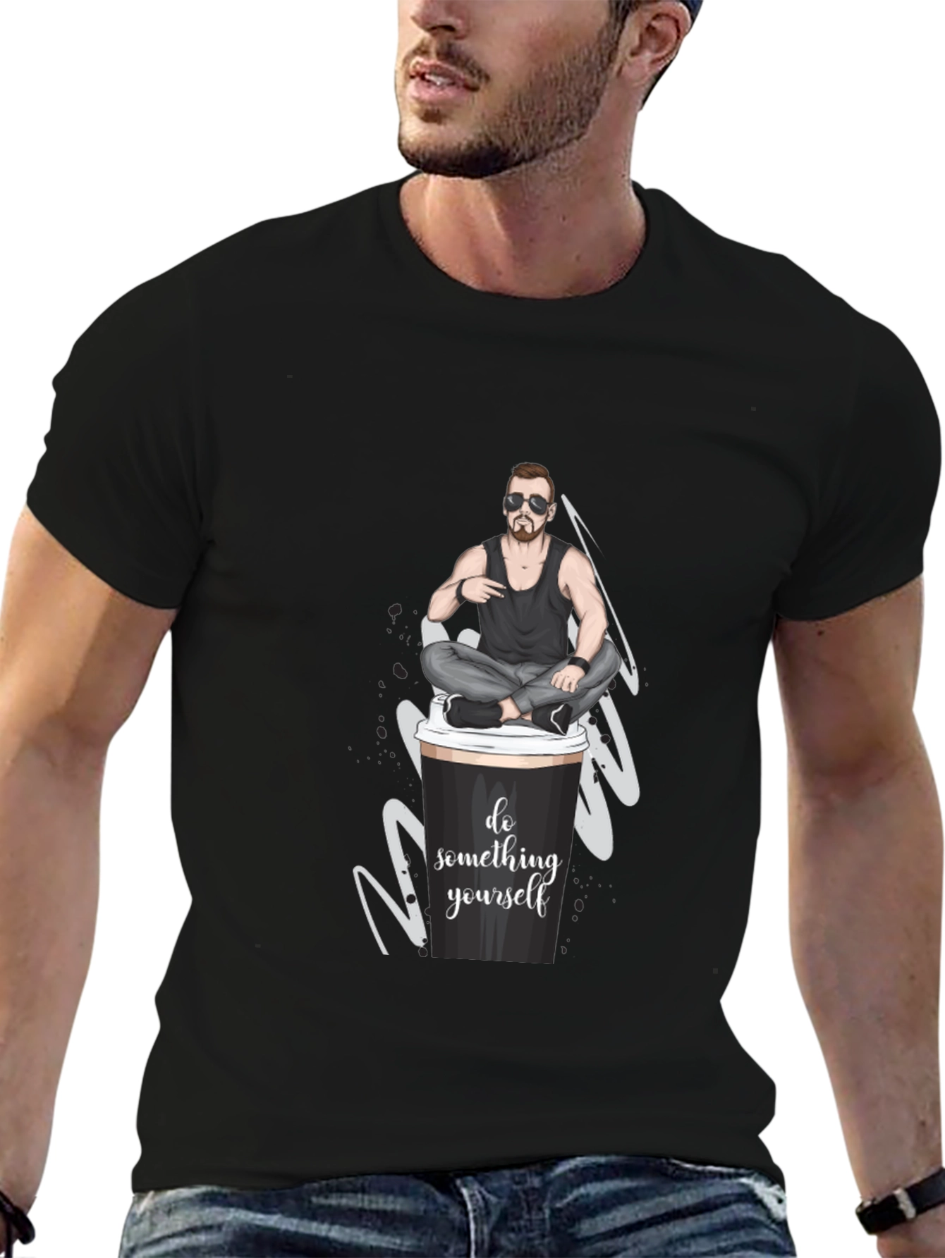Cool Coffee Cup Man T-Shirt