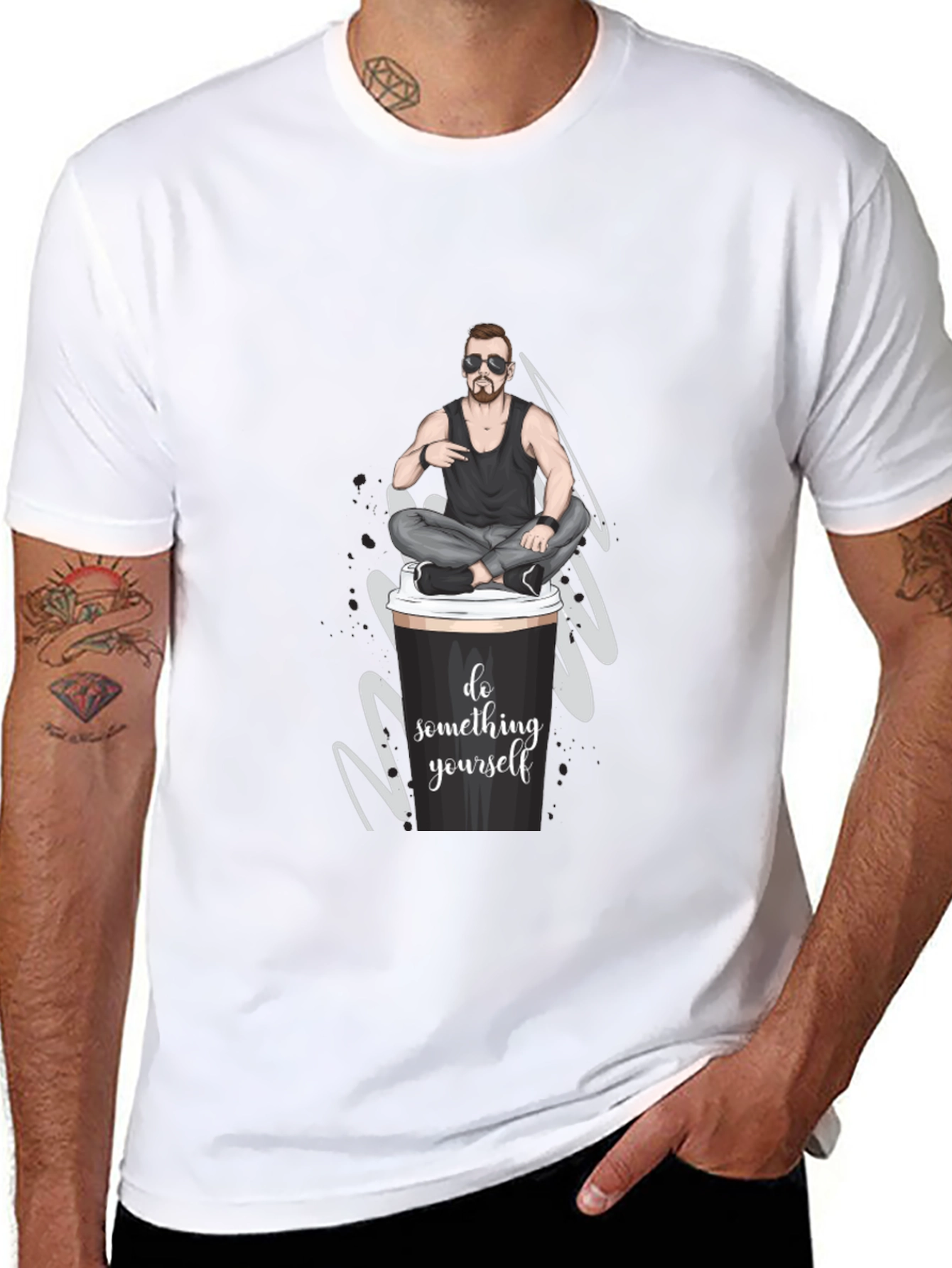 Cool Coffee Cup Man T-Shirt