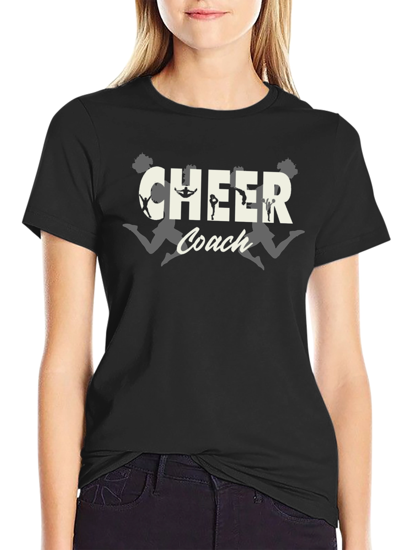 Cheer Coach T-Shirt - Black Graphic Tee