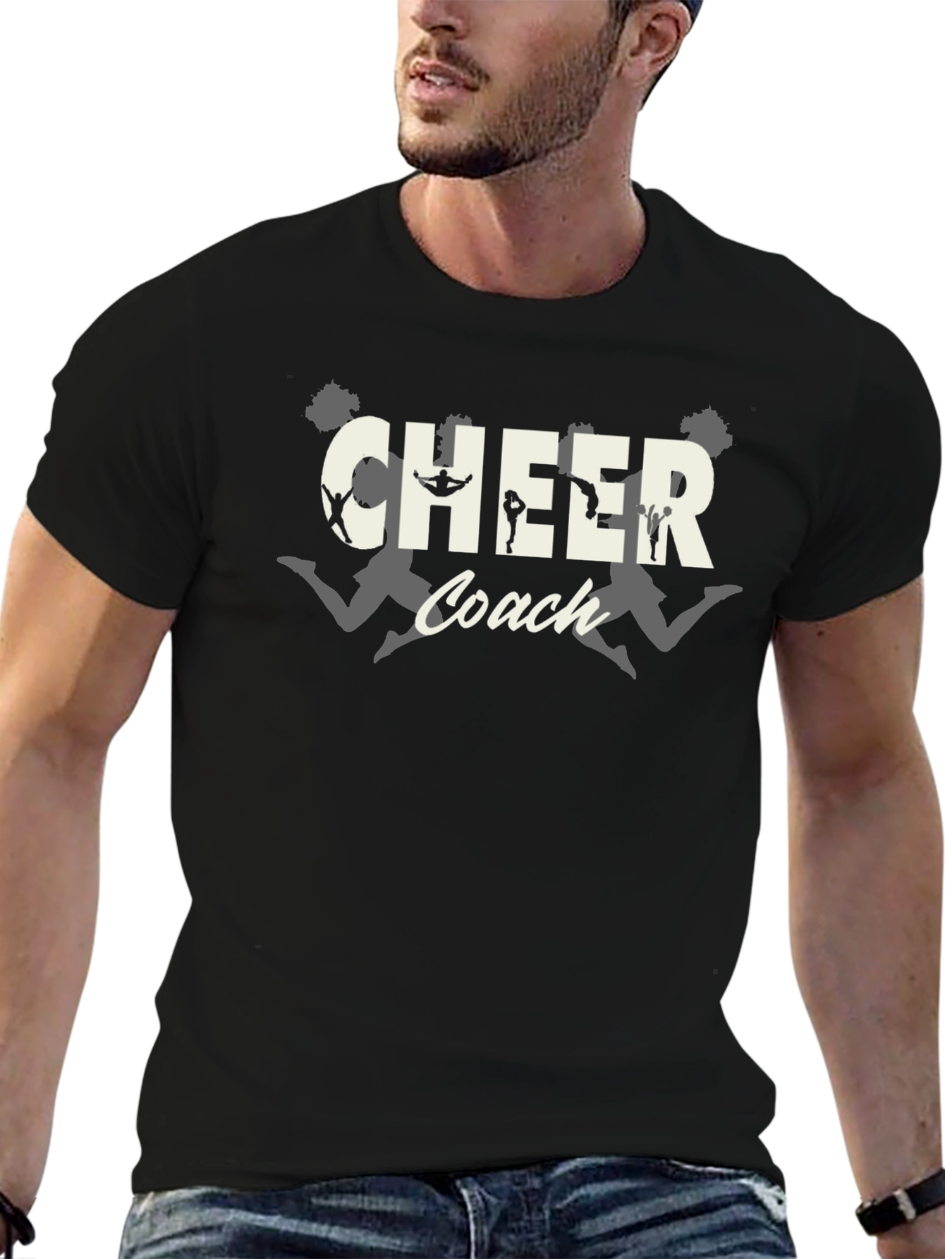 Cheer Coach T-Shirt - Black Graphic Tee