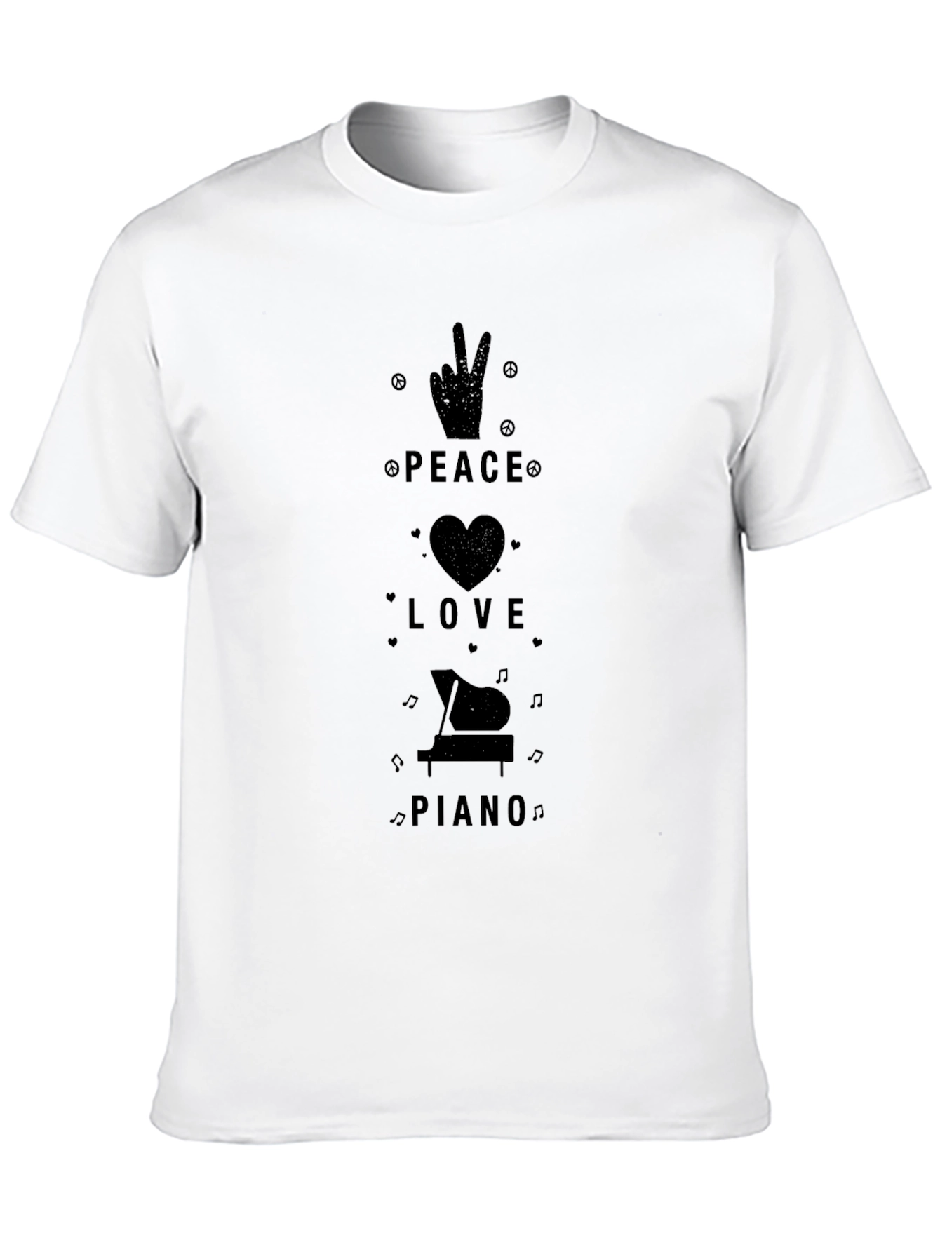 Peace Love Piano Black Graphic Tee
