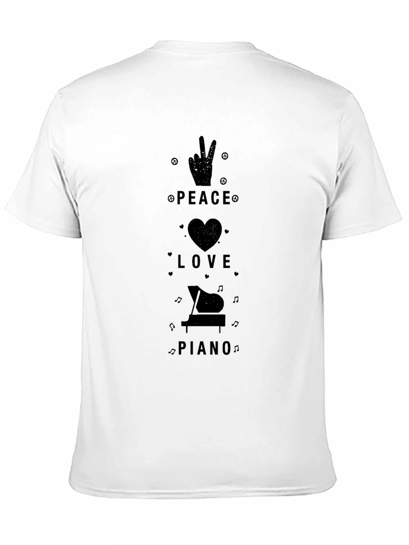 Peace Love Piano Black Graphic Tee