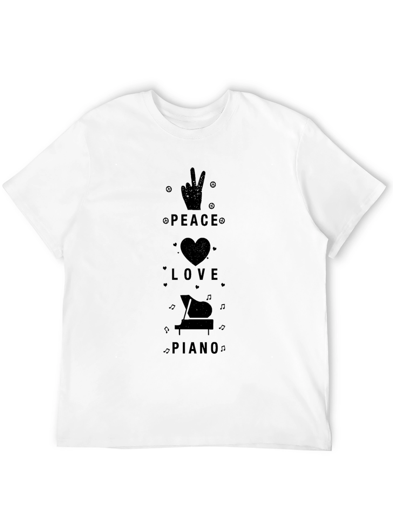 Peace Love Piano Black Graphic Tee