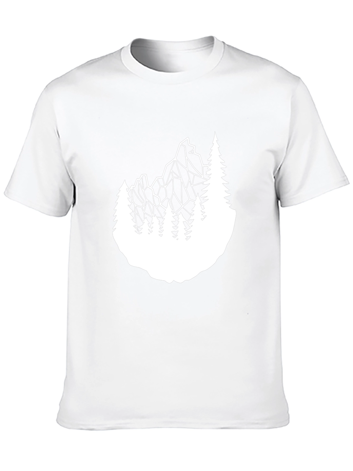 Geometric Mountain & Trees Graphic Tee - Black