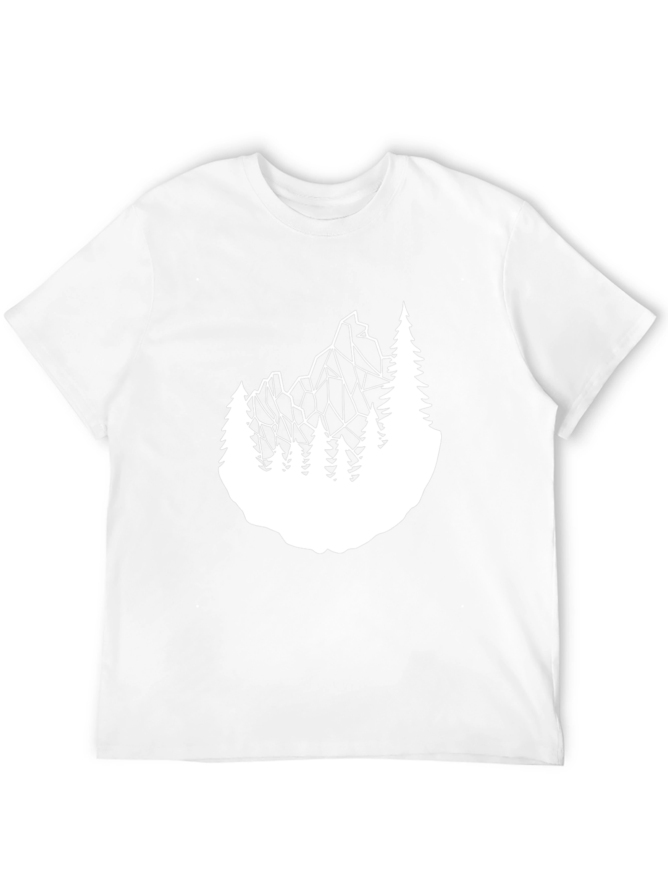Geometric Mountain & Trees Graphic Tee - Black