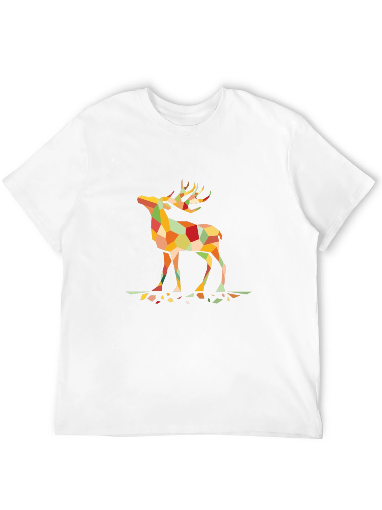 Geometric Deer Graphic T-Shirt - Black