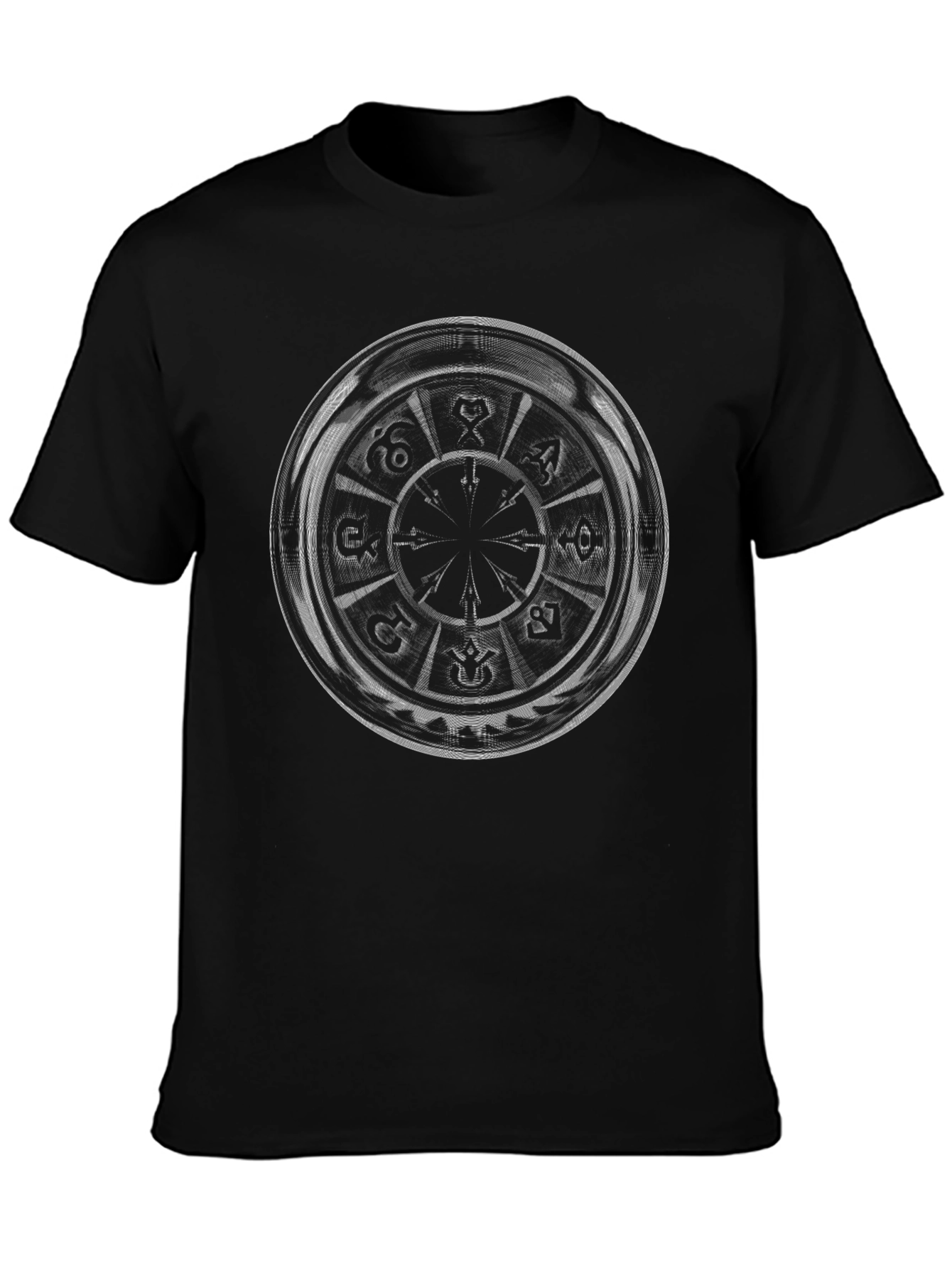 Mystic Zodiac Wheel Graphic Tee - Black Cotton Shirt