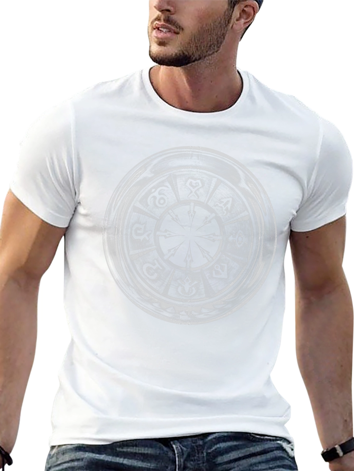 Mystic Zodiac Wheel Graphic Tee - Black Cotton Shirt