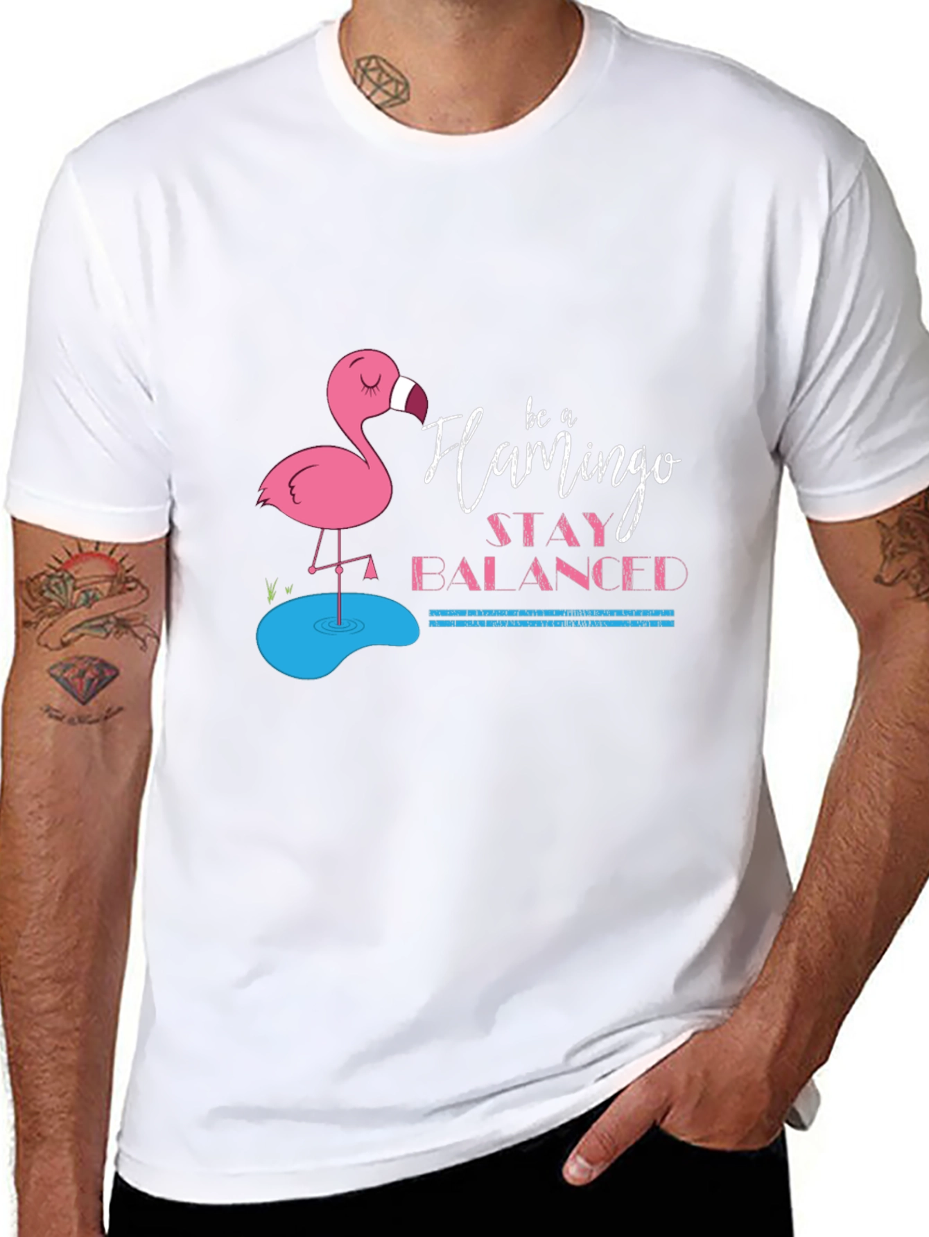 Be a Flamingo Stay Balanced Black T-Shirt