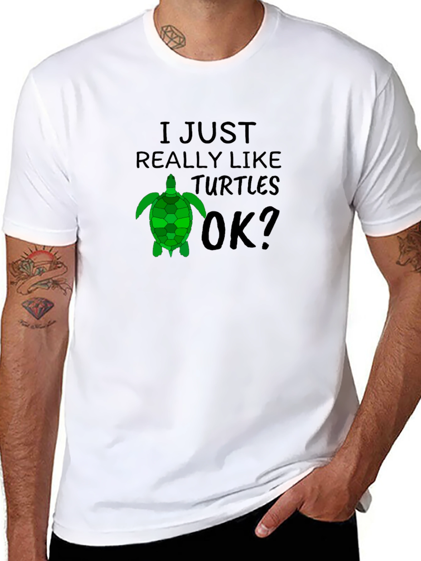I Just Really Like Turtles OK? Black T-Shirt